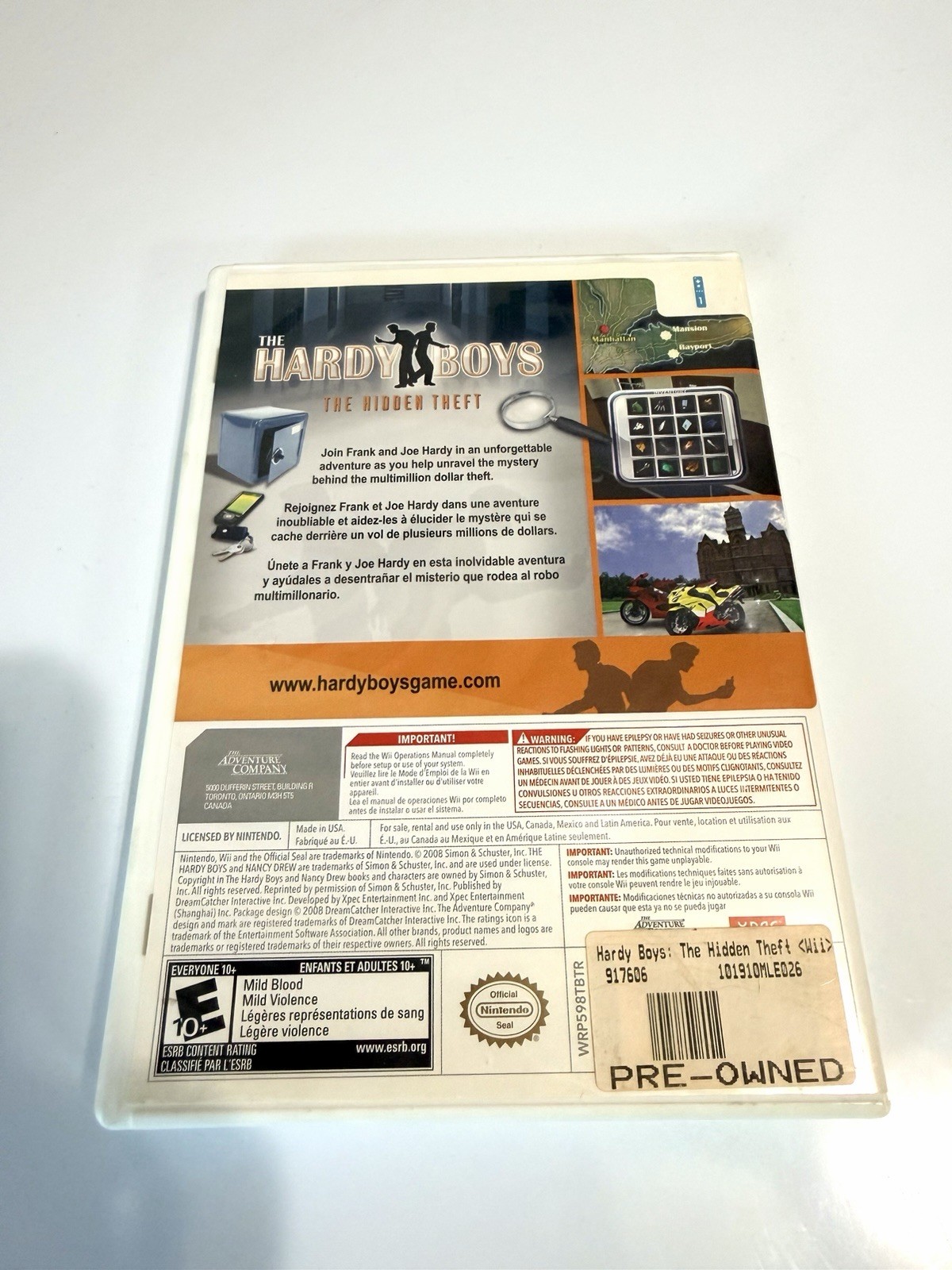 The Hardy Boys: The Hidden Theft (Nintendo Wii, 2009) Complete Tested Working