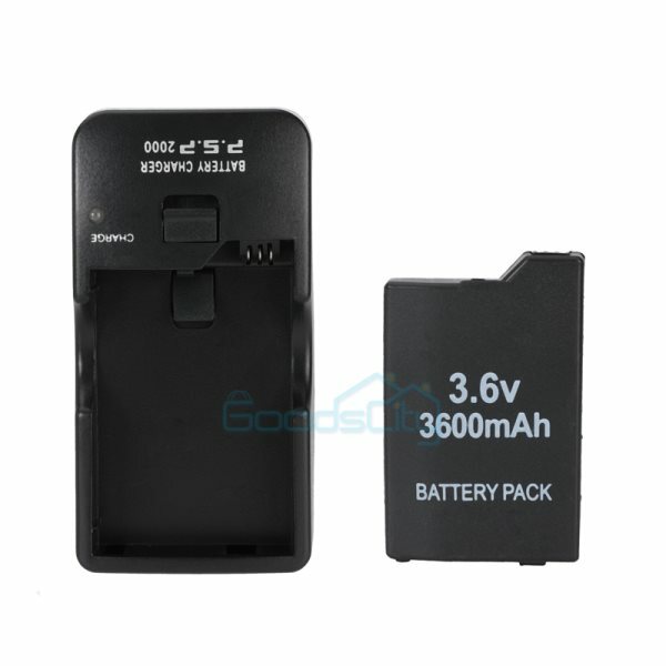 Battery charger & 3600mAh Rechargeable Battery for PSP 1000/2000/2001/3000/3001