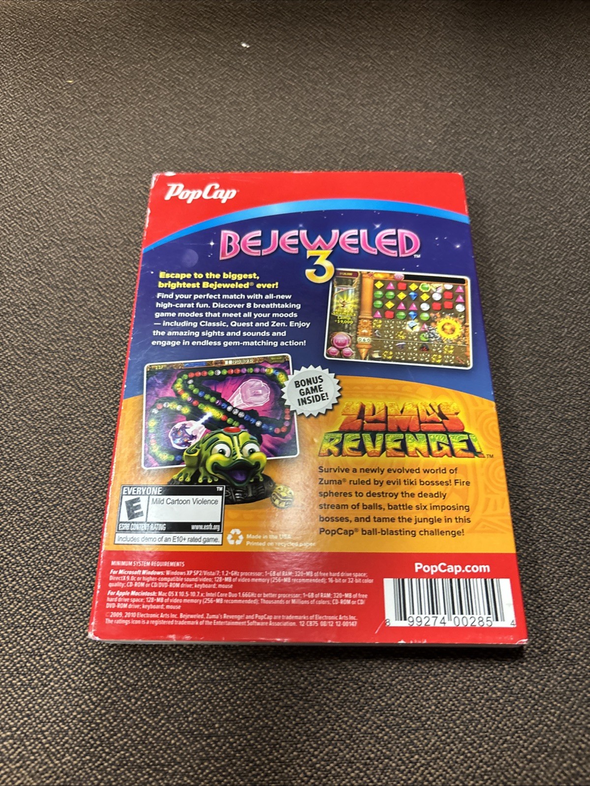 Bejeweled 3 and Zuma’s Revenge Windows PC Mac CD-Rom PopCap
