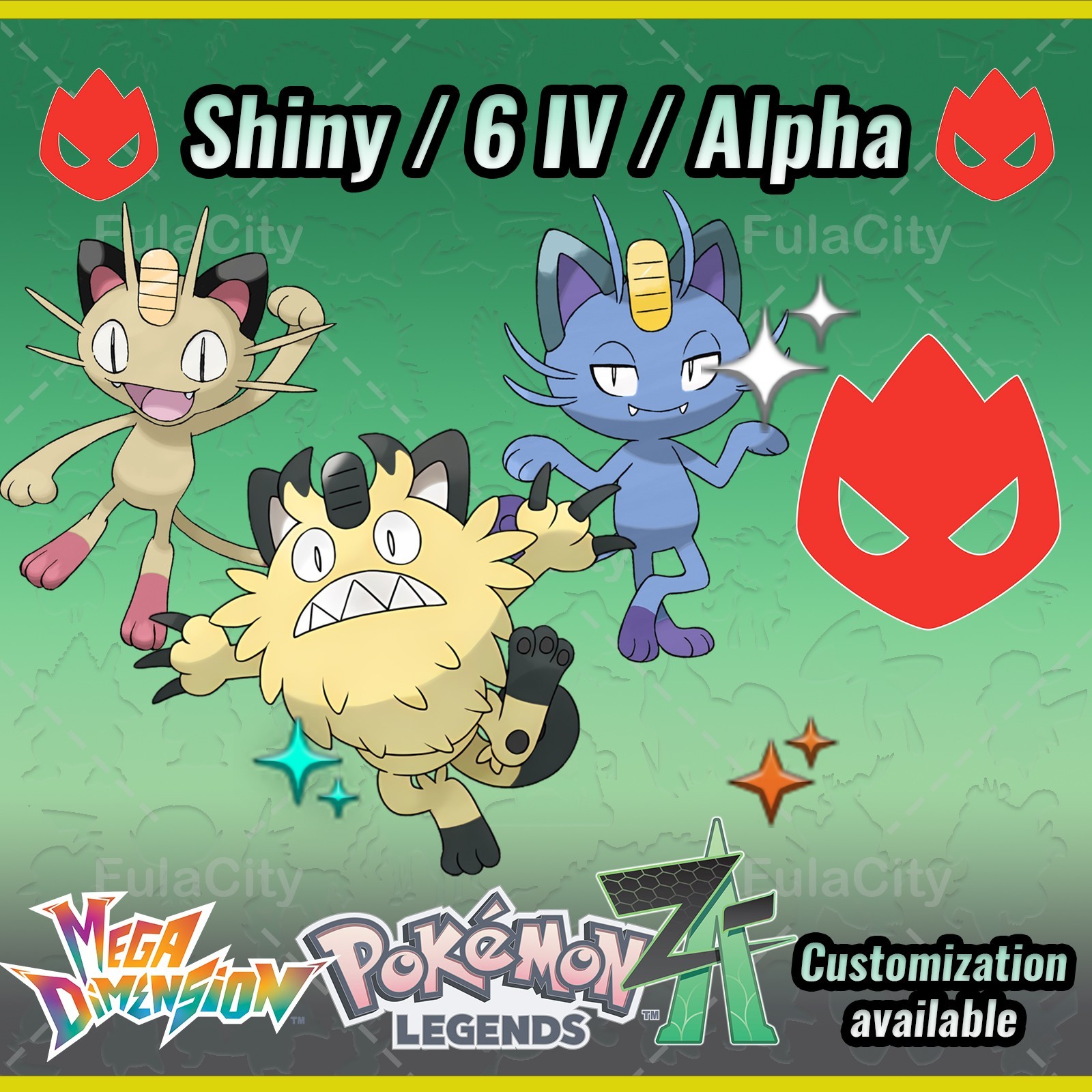 Meowth ❗❗❗ Alpha Shiny ❗❗❗ Pokemon Legends ZA ⚫ 6 IV 🟢 @ Any item