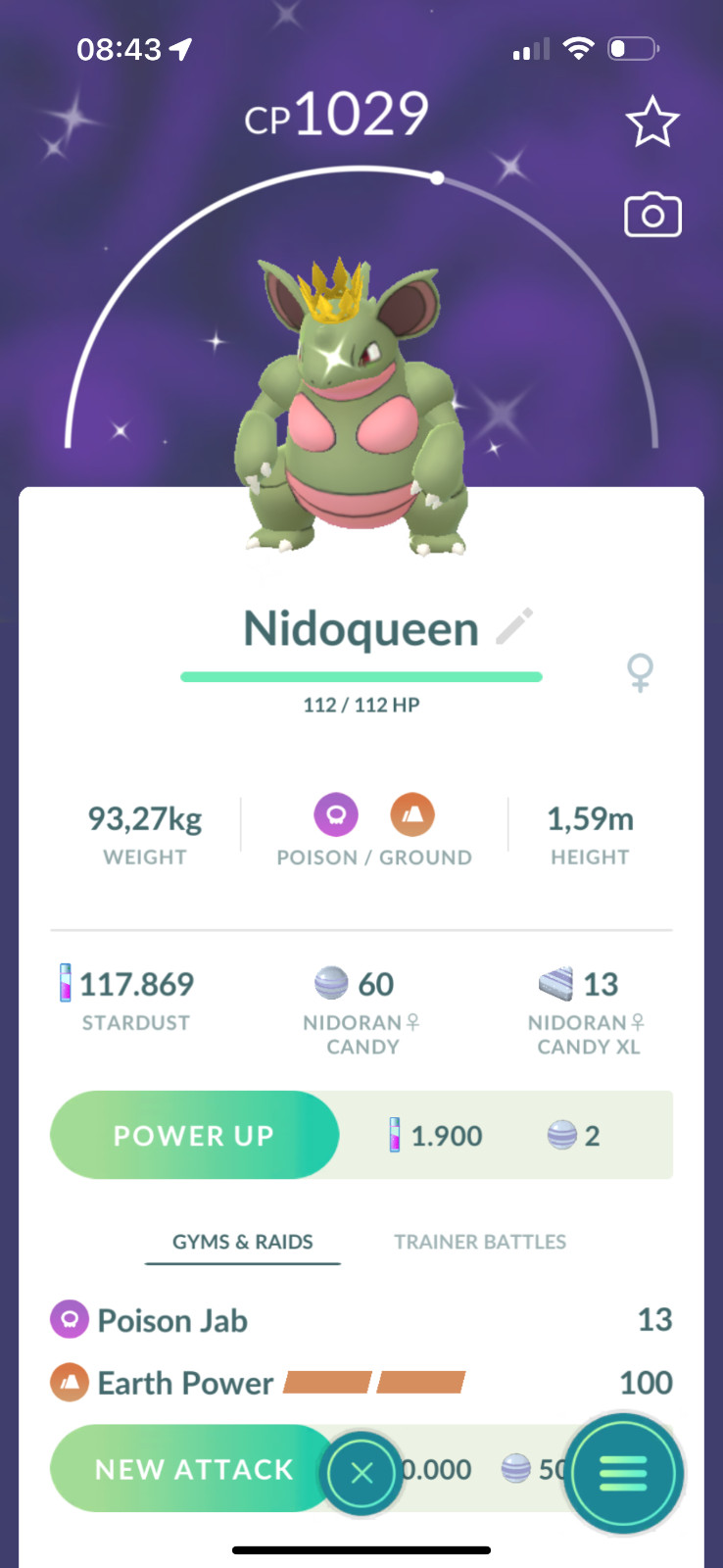 Pokémon shiny Crown Nidoqueen – TRADE 20k stardust