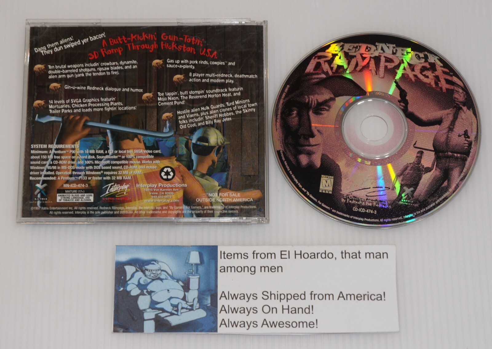 Redneck Rampage PC CD-ROM 1997 Interplay Productions Xatrix Windows 95/DOS