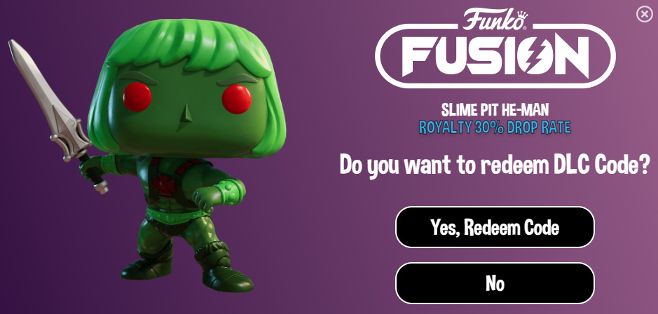 Funko Fusion Slime Pit He-Man DLC Exclusive In-Game Content Code (NO SWITCH)
