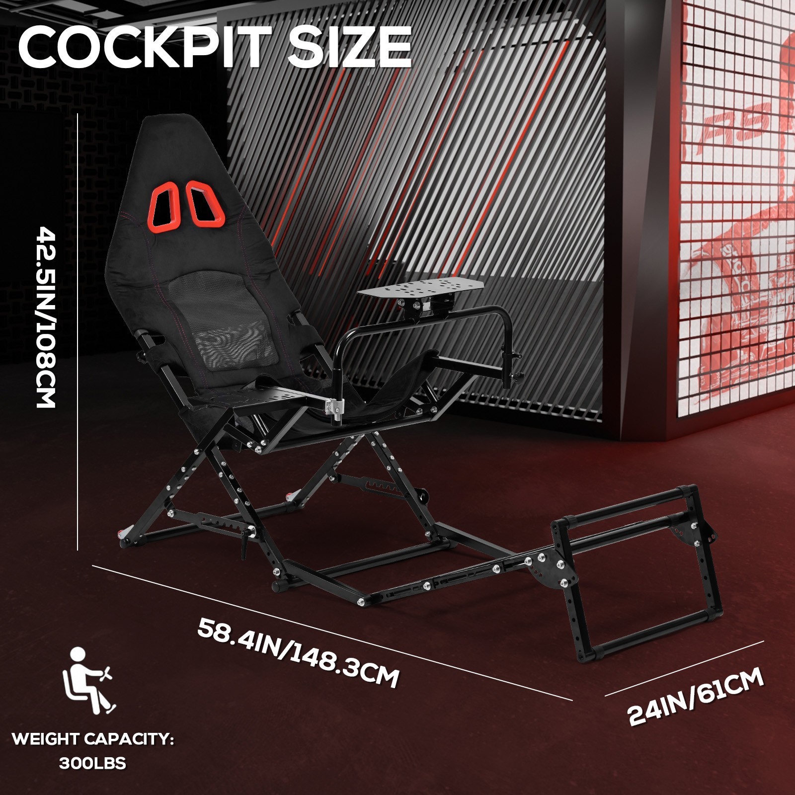 Supllueer Foldable Racing Simulator Cockpit Fits Logitech G923 Moza Thrustmaster
