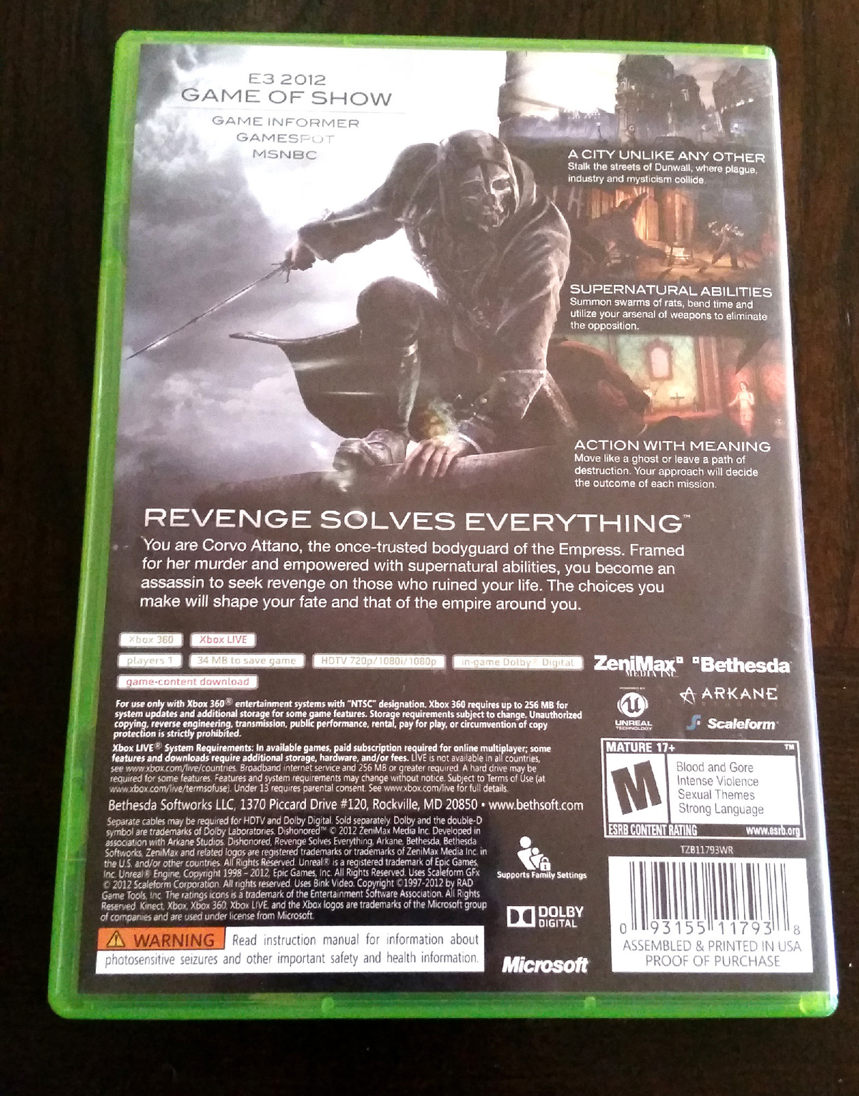 Dishonored (Xbox 360) Original Version – NOT Game of the Year Edition – Bethesda