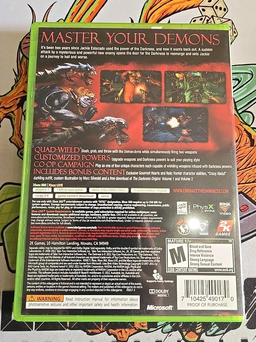 THE DARKNESS II 2 Limited Edition XBOX 360 Complete 100% CIB w/ Manual & Poster
