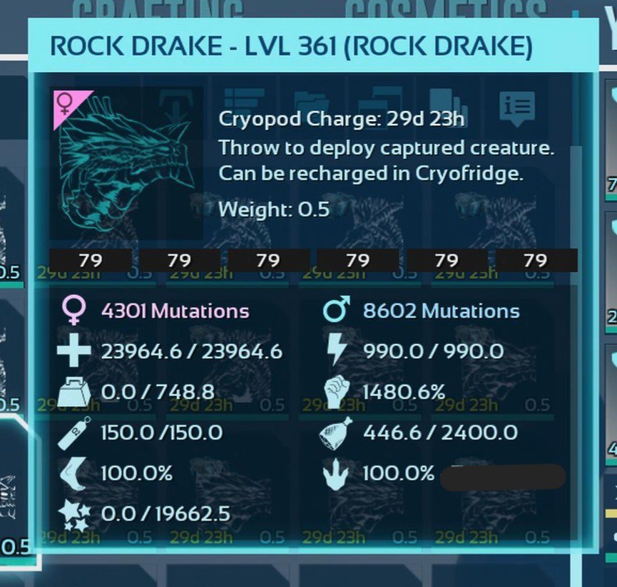 ARK ASA PVE OFFICIAL PAIR DRAKE BLACK ID79 ADULT 100% IMP. PC/XBOX/PS5