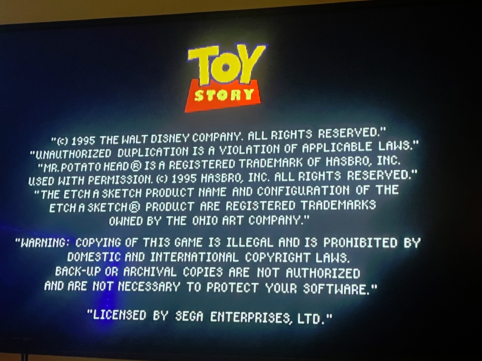 Disney’s Toy Story (Sega Genesis, 1995) — TOY STORY for GENESIS