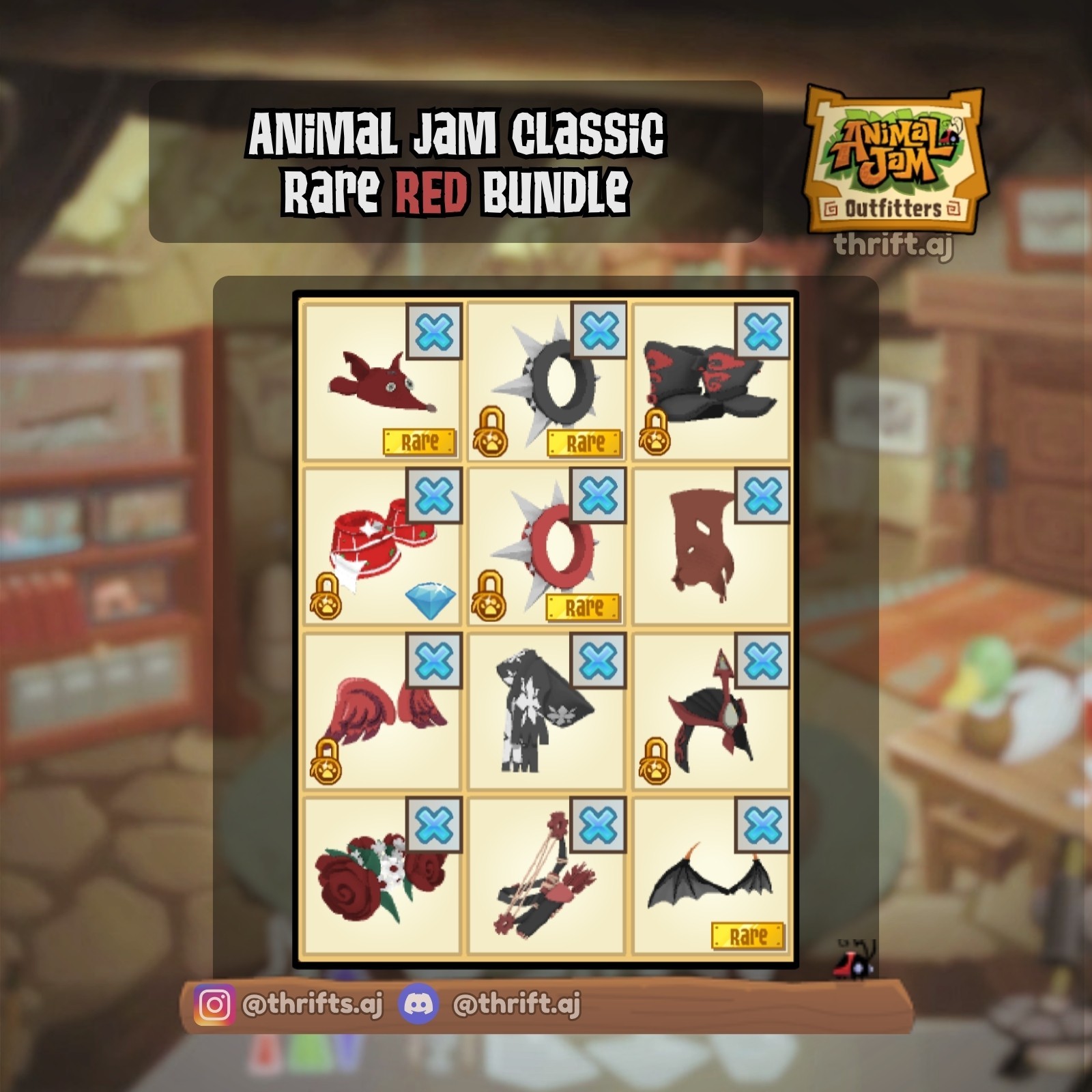Animal Jam Classic (AJC) | Rare Red Clothing Bundle (READ DESCRIPTION)