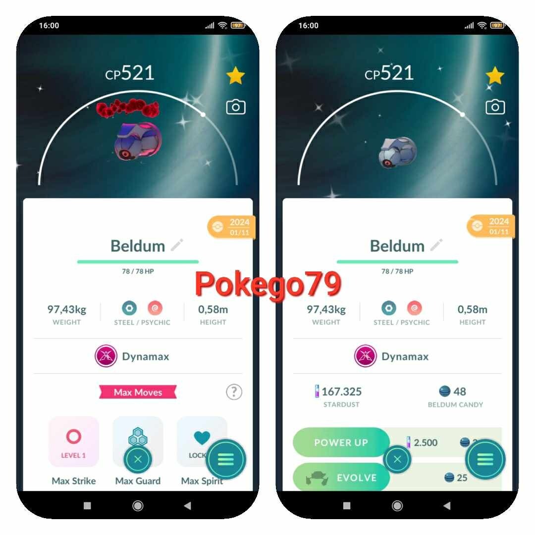 Pokémon Go – Shiny Dynamax Beldum (Trade 20k stardust or P.T.C 80k stardust)