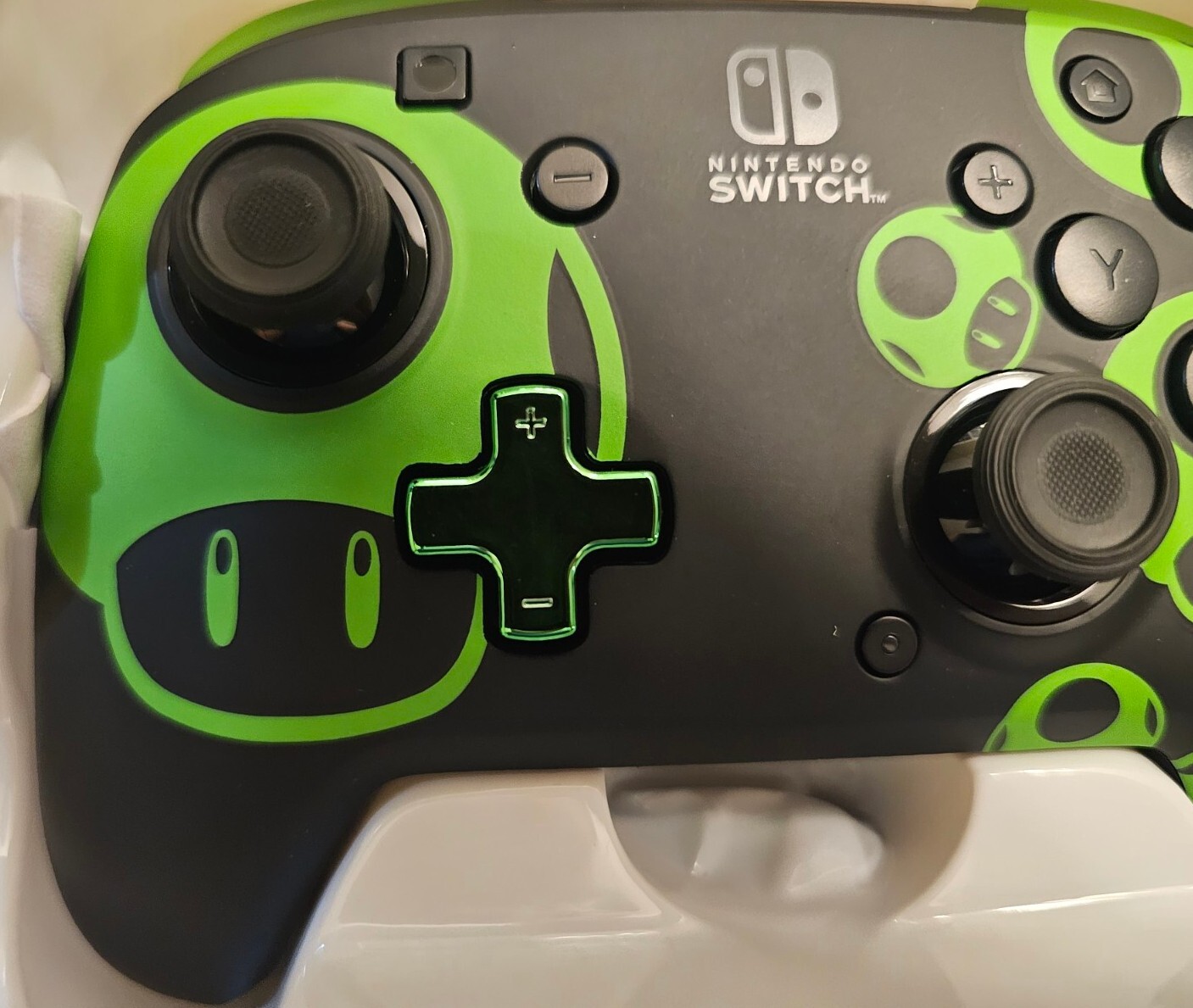 Open Box PDP Rematch Wired Gaming Controller Nintendo Switch 1Up Glow in Dark