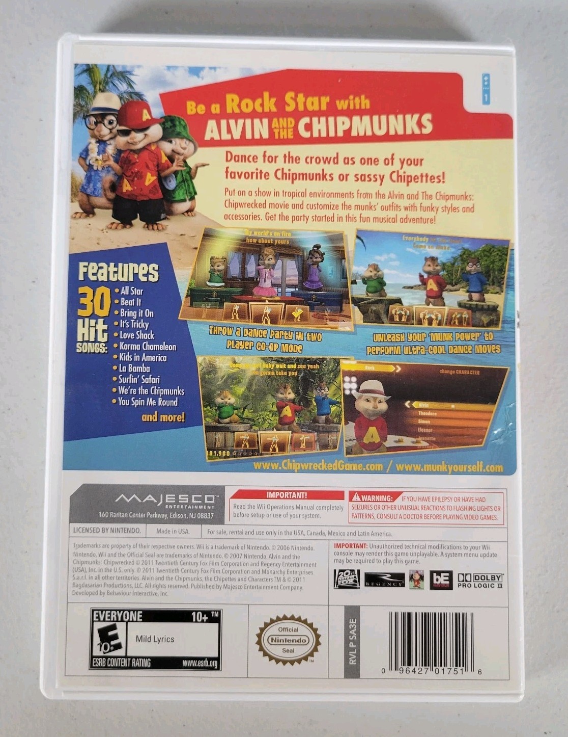 Alvin and The Chipmunks Chipwrecked (Nintendo Wii) Complete w/Case & Manual