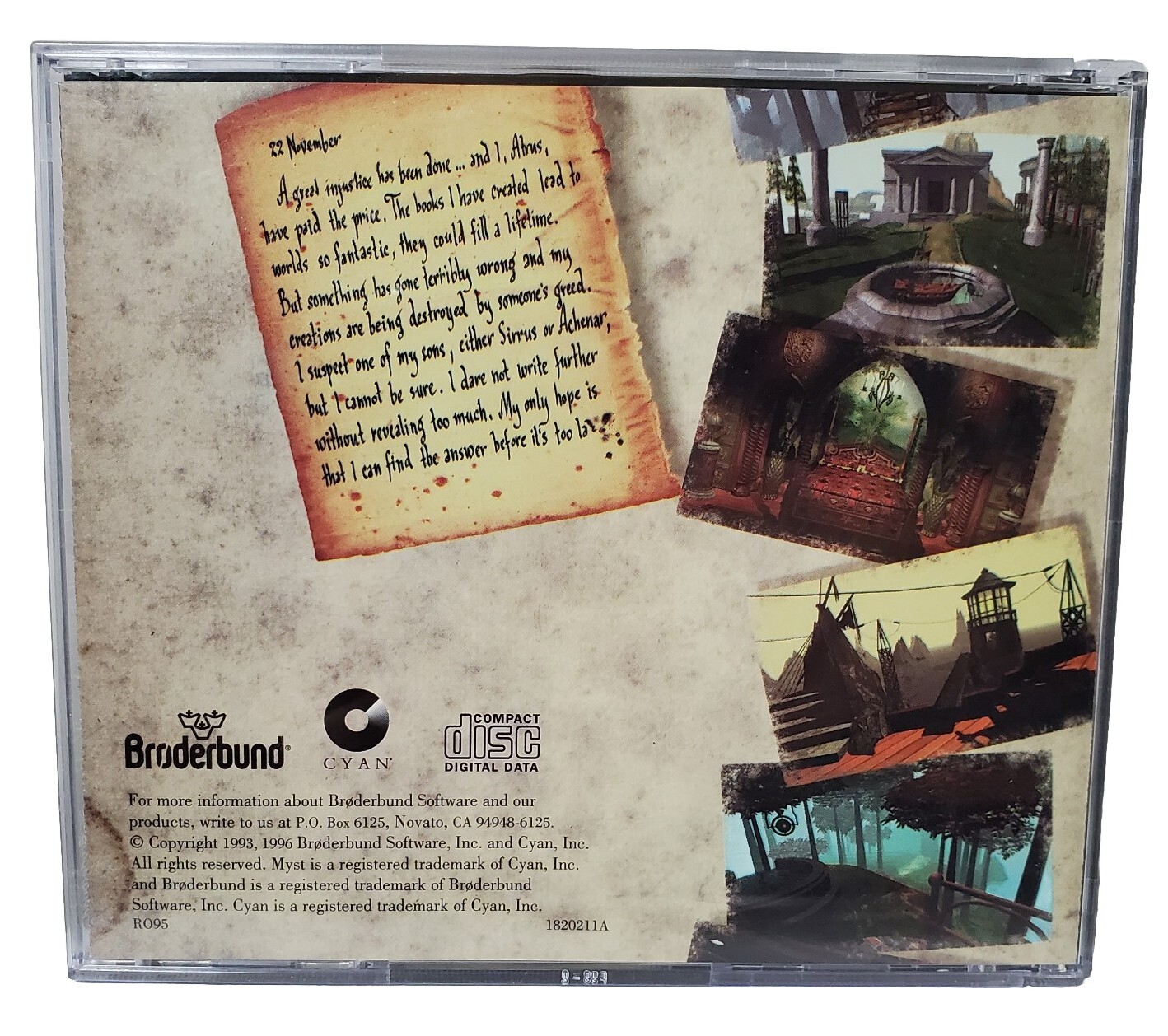 Myst CD-ROM Windows Big Box PC Game 1996 A Cyan Production Broderbund VTG