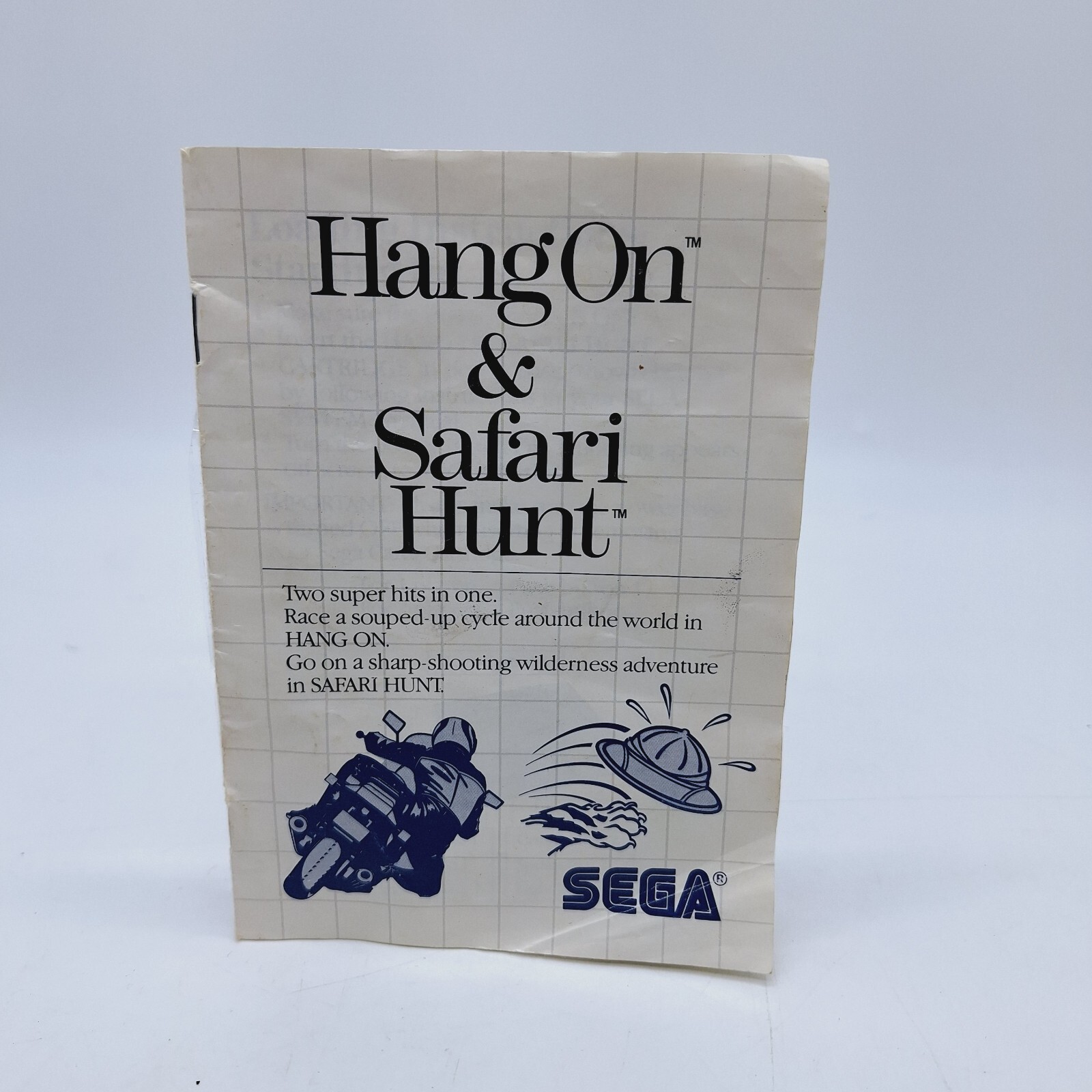 Hang-On / Safari Hunt (Sega Master) Cartridge Case and Manual CIB