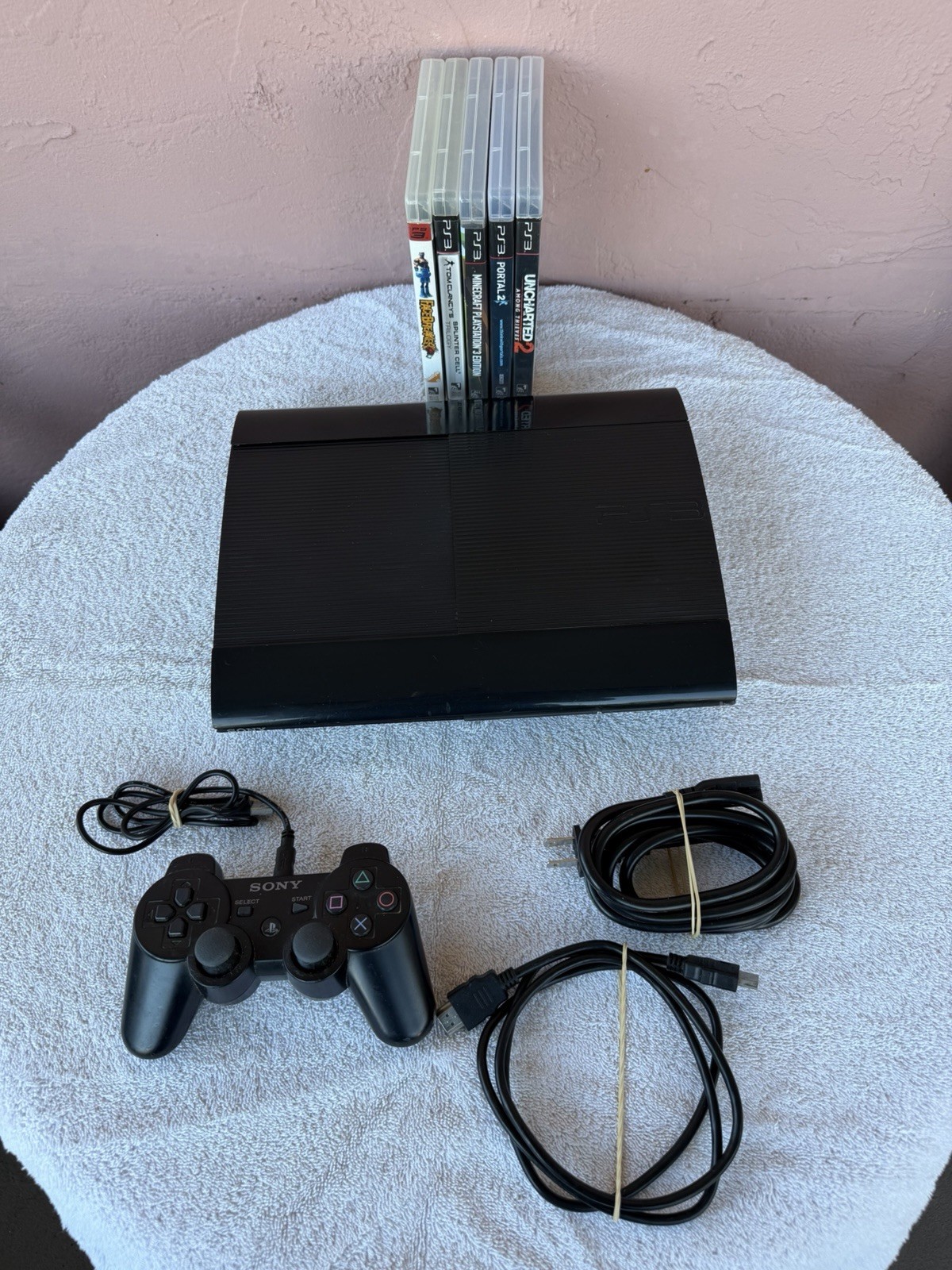 Sony PlayStation 3 PS3 Super Slim 250G Bundle + 12 Games, Controller & Wires
