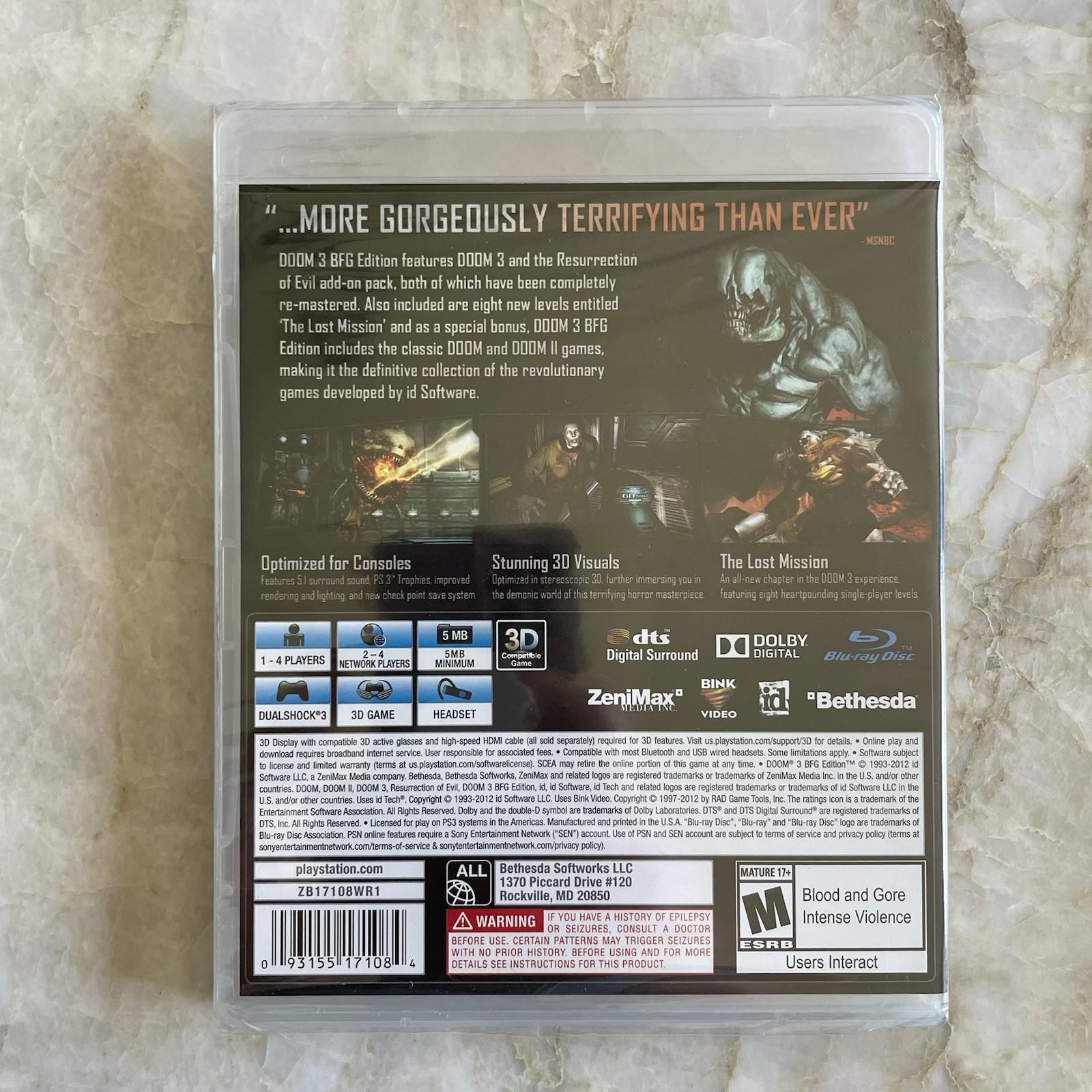 Doom 3 BFG Edition (Sony PlayStation 3, 2012) New Factory Sealed