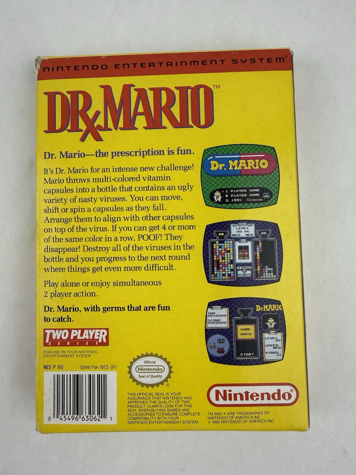 Dr. Mario (Nintendo NES, 1990) CIB, Complete in Box W/ Manual Tested & Working