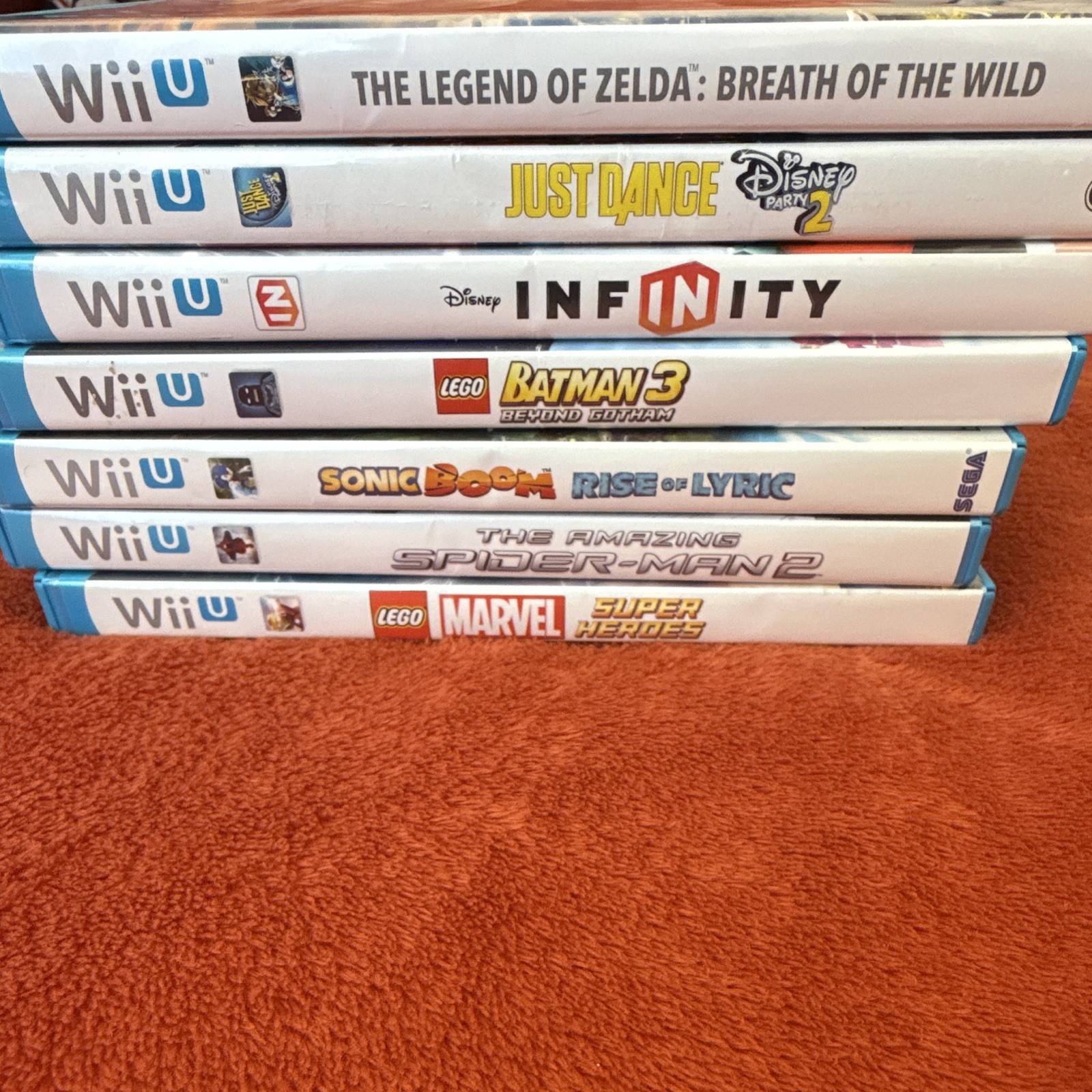 Nintendo Wii U Games Lot (7) w/ Cases: Zelda BOTW, Just Dance, Sonic Boom