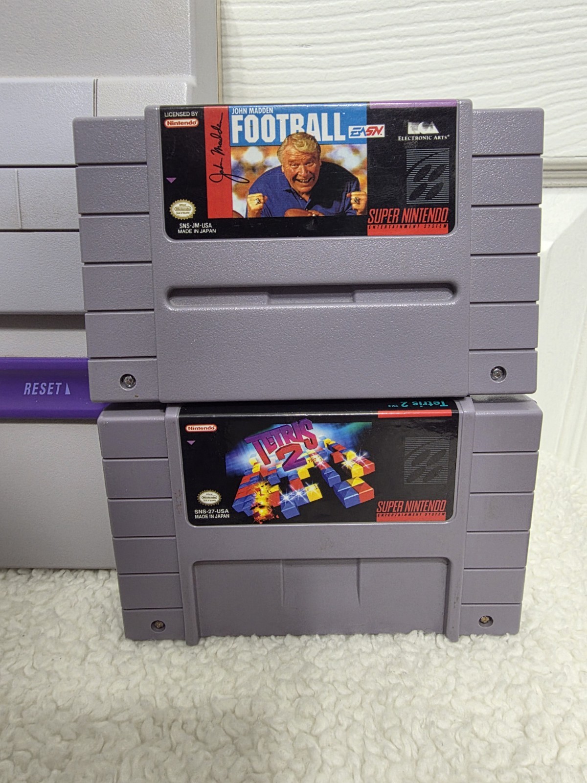 Super Nintendo SNES System Console Bundle w/ 2 Games (Tested & Working)