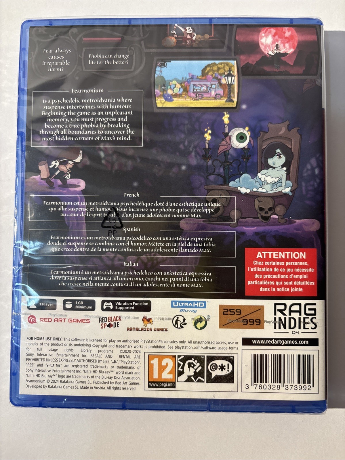 FEARMONIUM PS5 METROIDVANIA CUPHEAD STYLE RED ART GAMES #259 OF 999 BRAND NEW!