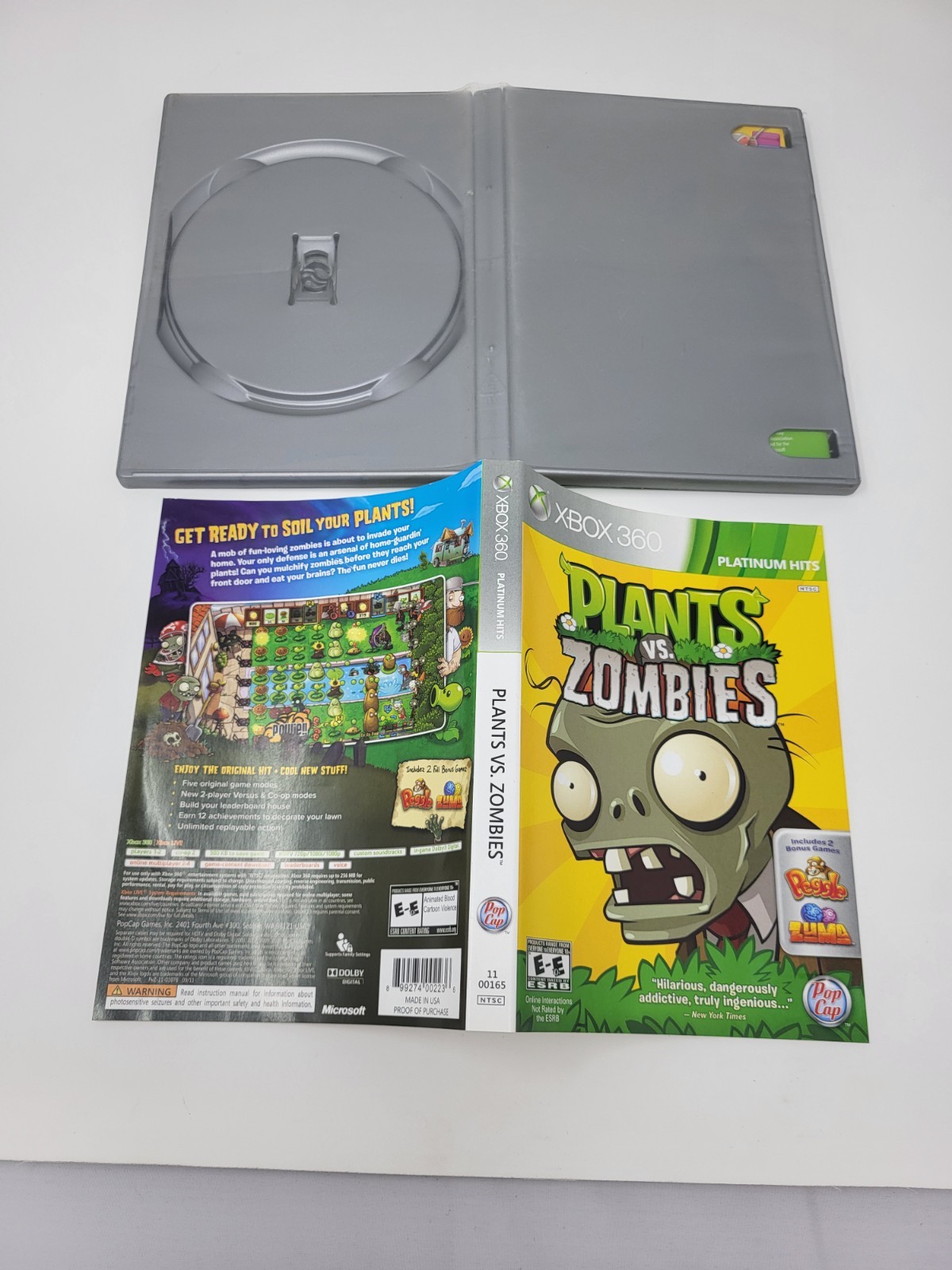 Plants vs. Zombies (Microsoft Xbox 360, 2010) Platinum Hits Tested CIB complete
