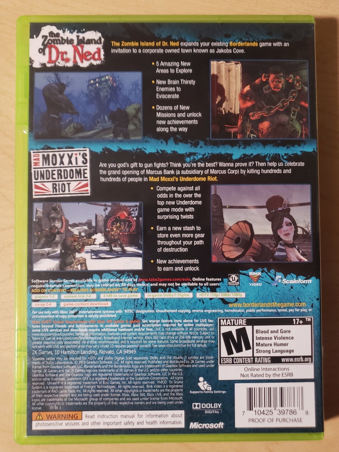 Borderlands Double Game Add-On Pack Zombie Island Mad Moxxi – Xbox 360 Complete