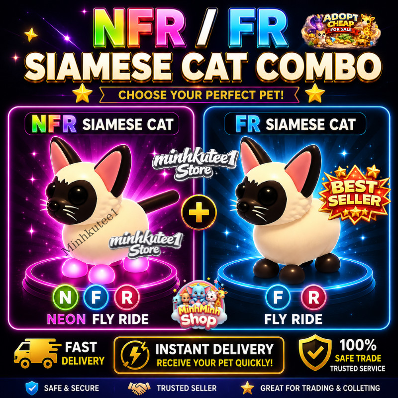 🐱 NFR / FR Siamese Cat (Neoon / Fly / Ride) Adopt Pet Combo ⚡ Fast Delivery