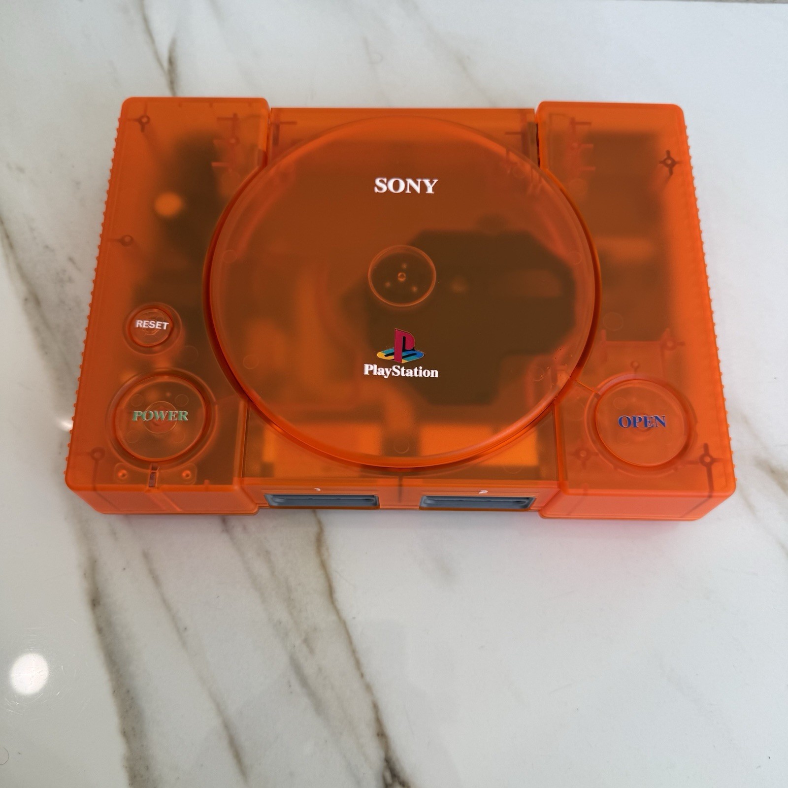 Sony PlayStation 1 Console (SCPH-5501) Bundle – Transparent Orange Clear Shell