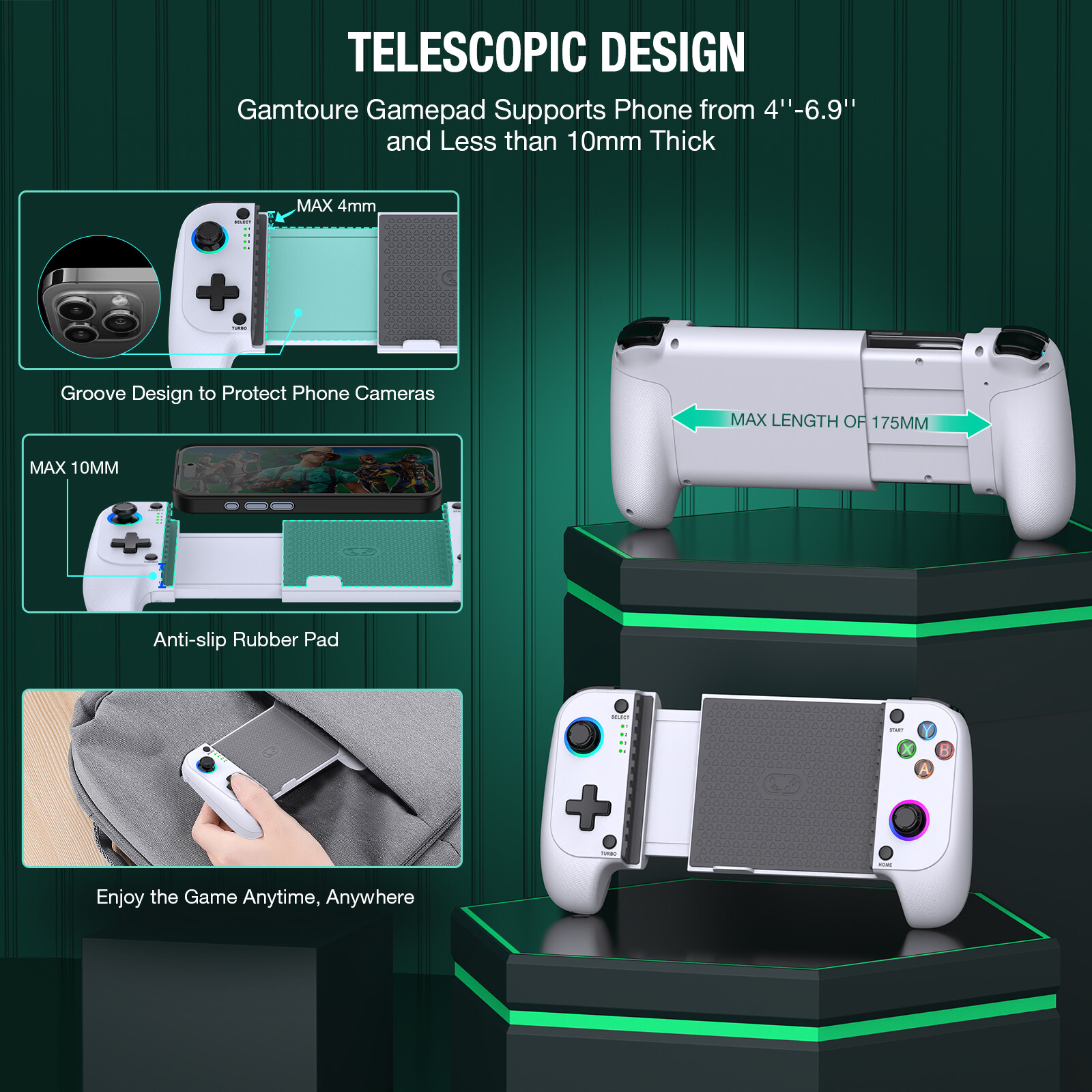 Wireless Phone Controller,Mobile Gaming Controller for iOS/Android Hall Effect