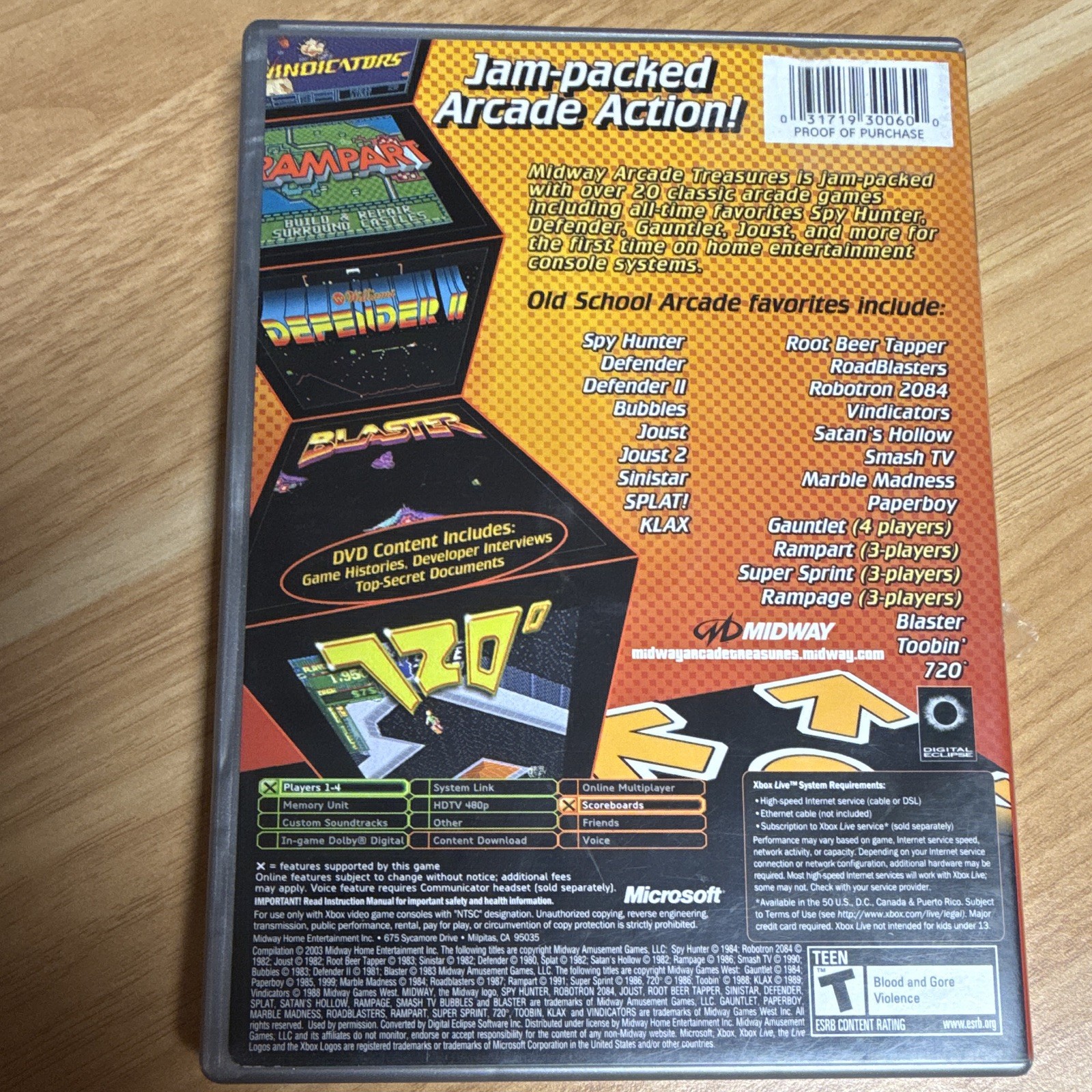 Midway Arcade Treasures 1 Xbox (2003) CIB w/ Manual Multiplayer Online NTSC-U/C