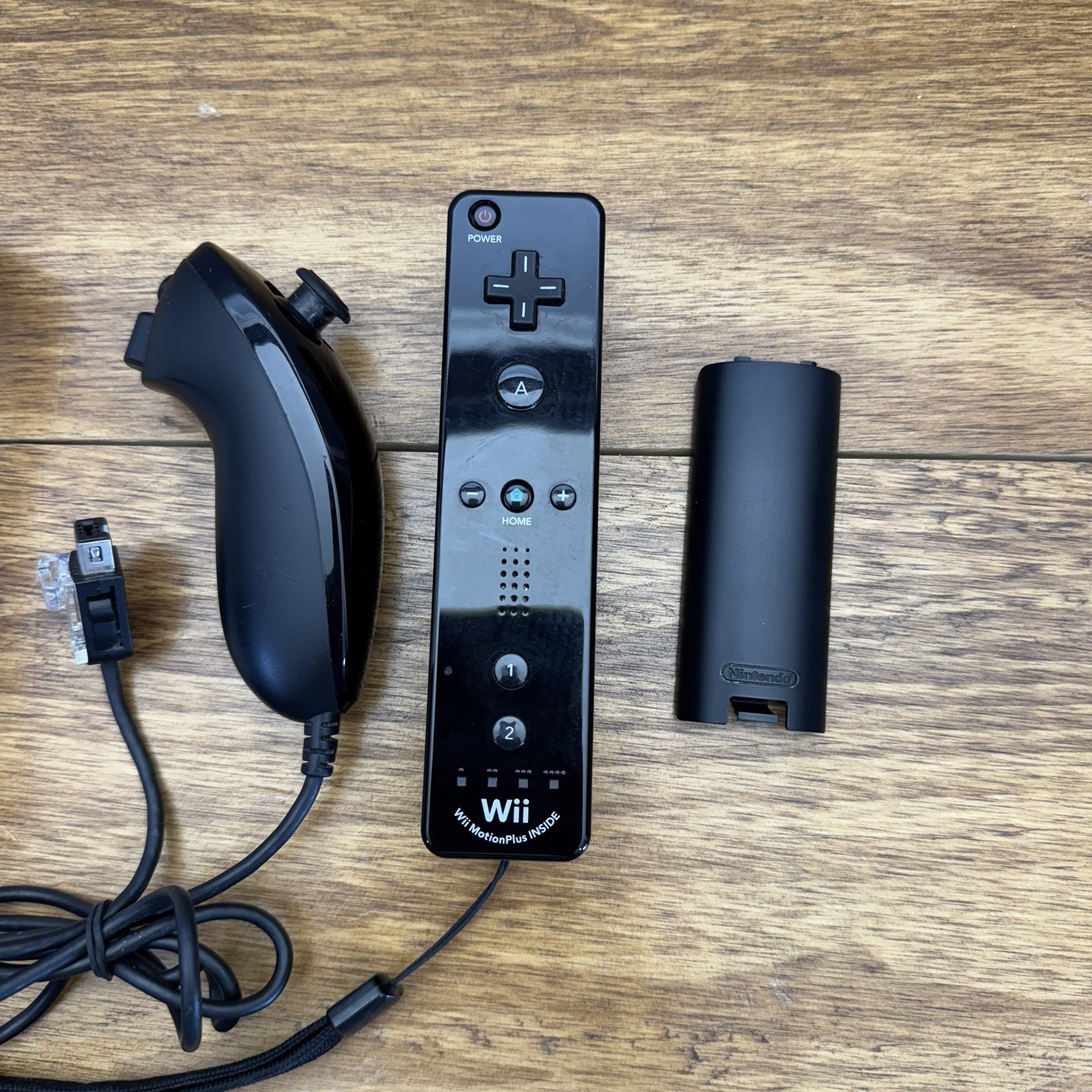 Nintendo Wii RVL-036 Motion Plus Black Remote Controller w/OEM Nunchuck Tested