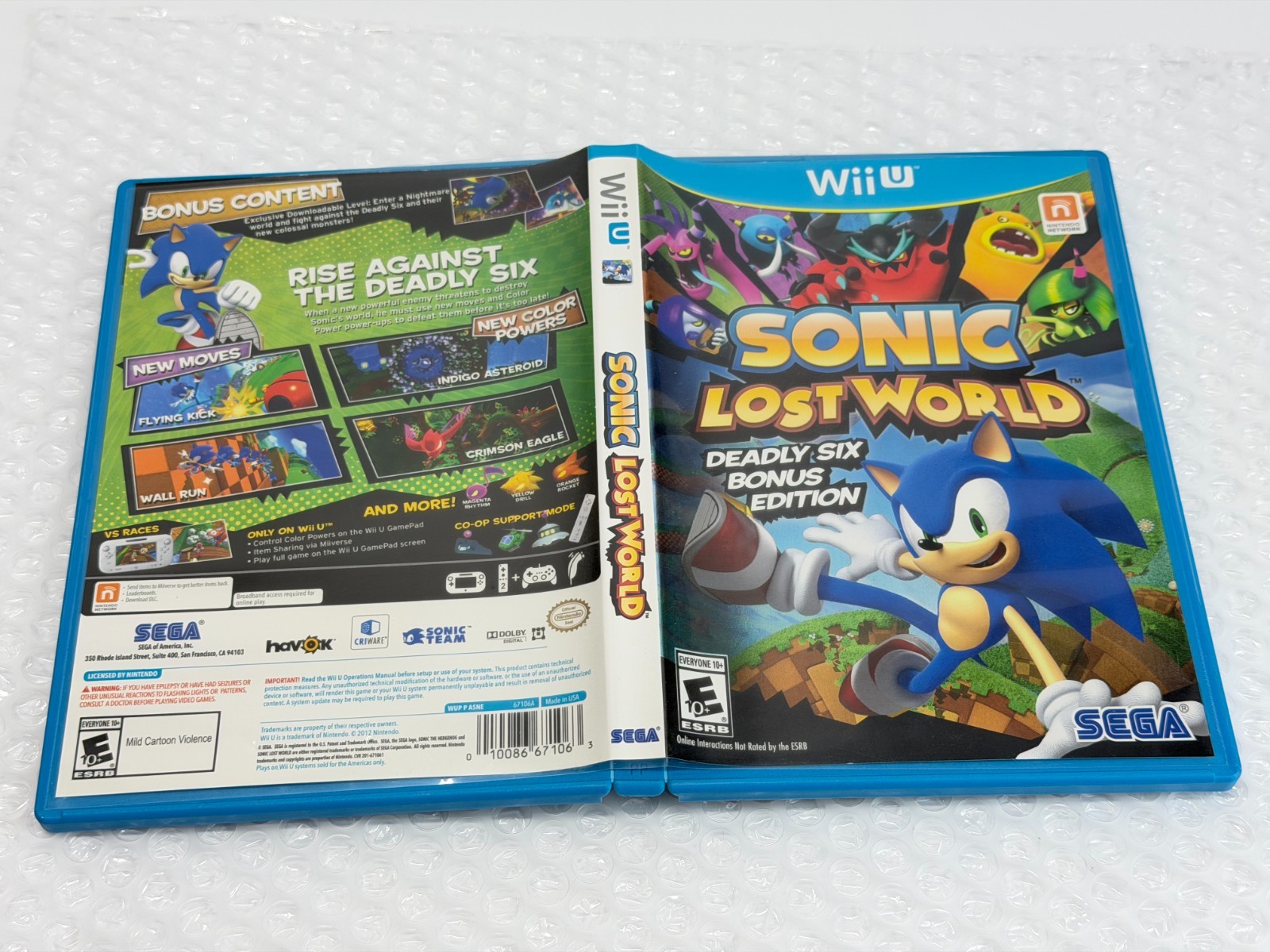 Sonic Lost World Deadly Six Bonus Edition (Nintendo Wii U) Complete & Tested