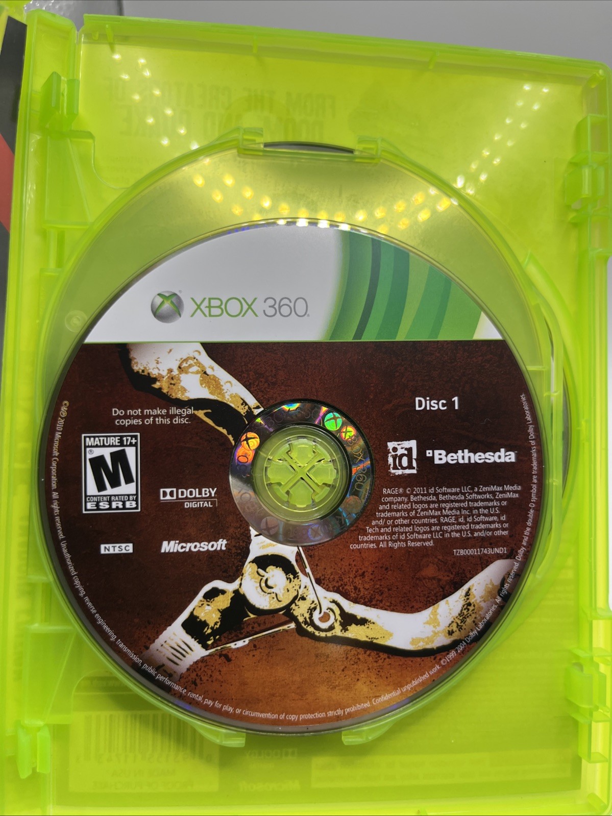 Rage (Microsoft Xbox 360, 2011) Complete with Manual CIB