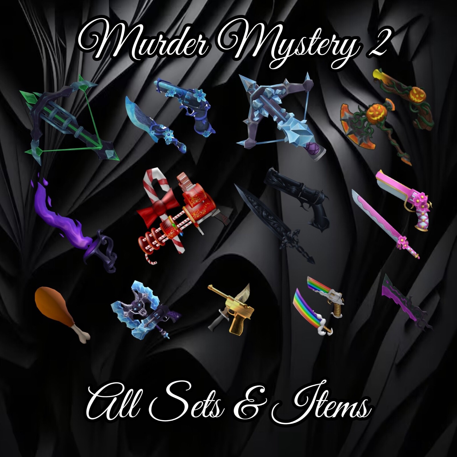 Murder Mystery 2 MM2 All Sets and Items – In Game Items – Quick and Cheap!!
