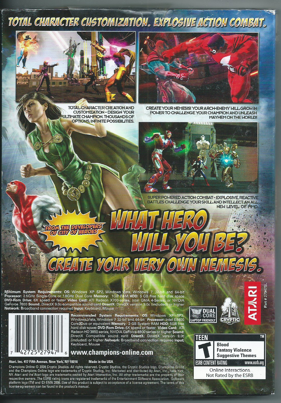 📦 Atari- Champions Online (PC DVD-ROM, 2009 w/ Slipcover) New. 🖥
