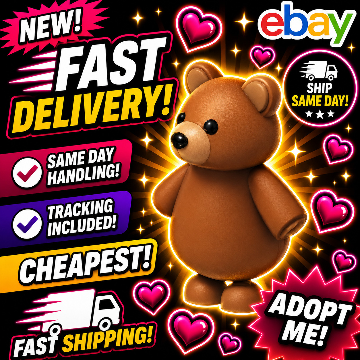 Brown Bear / All Variations! FR, NFR, MFR, Neon, Mega – Adopt From Me