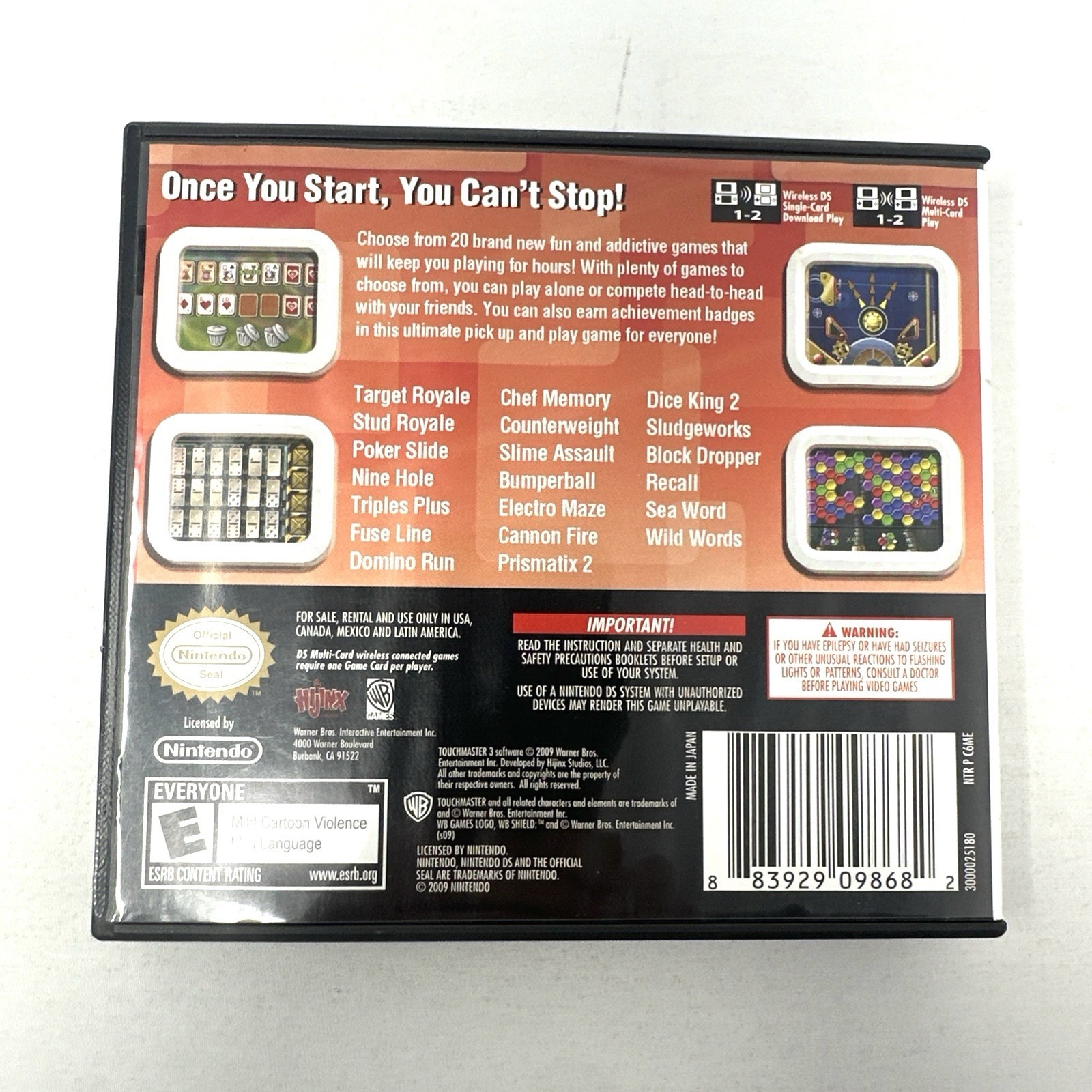 Touchmaster 3 Nintendo DS Complete In Box With Manual Warner Bros