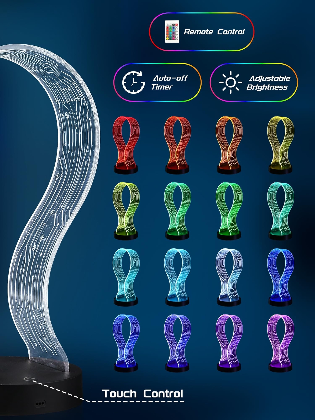 Light Up Headphone Stand with 16 Color Lights, PCB Pattern Acrylic Headset St…