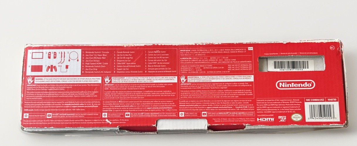 Nintendo Switch Console Neon Blue & Red HAC-001 POTENTIALLY UNPATCHED CIB