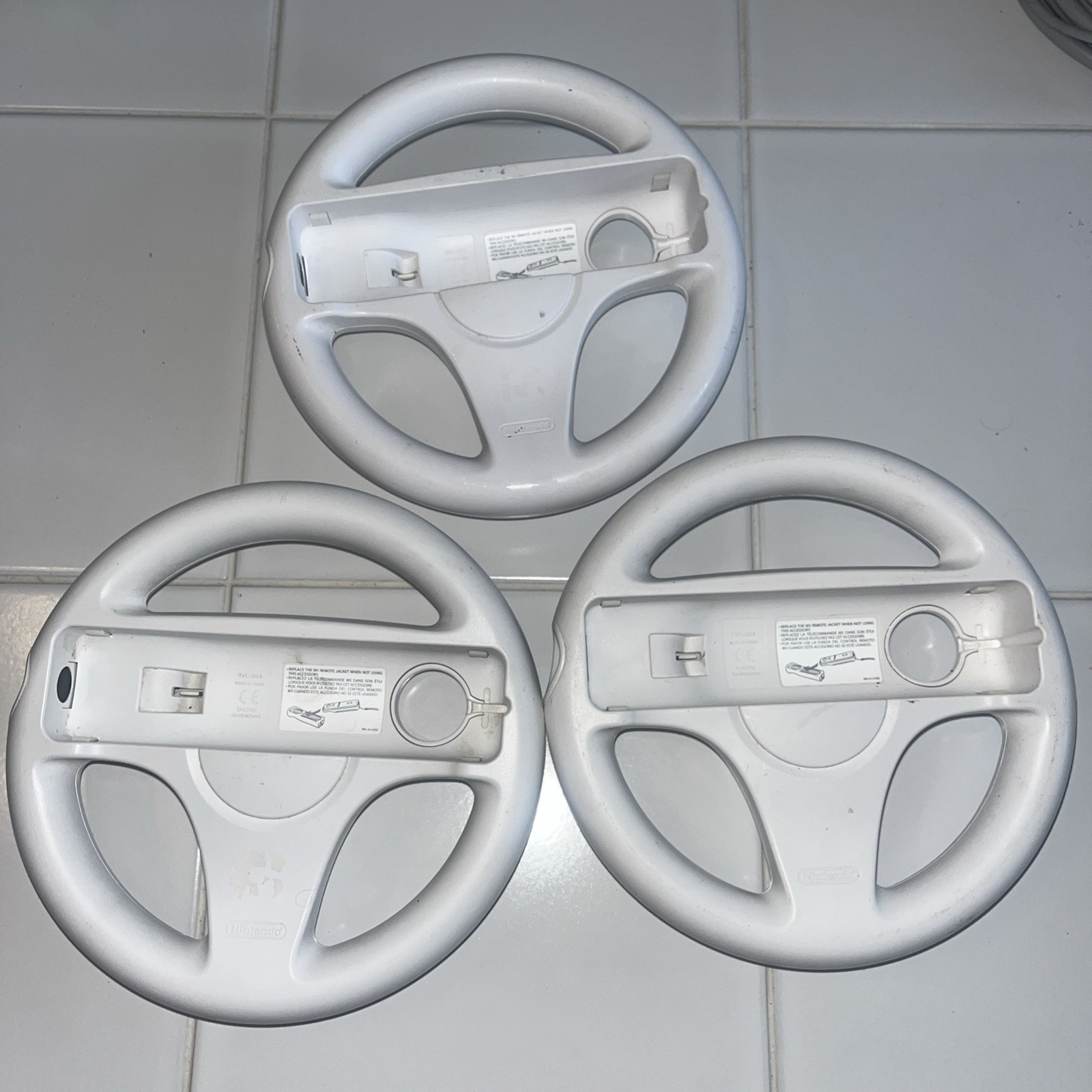 Lot Of 3 OEM Nintendo Wii Steering Wheels RVL-024 Mario Kart Remote Attachment