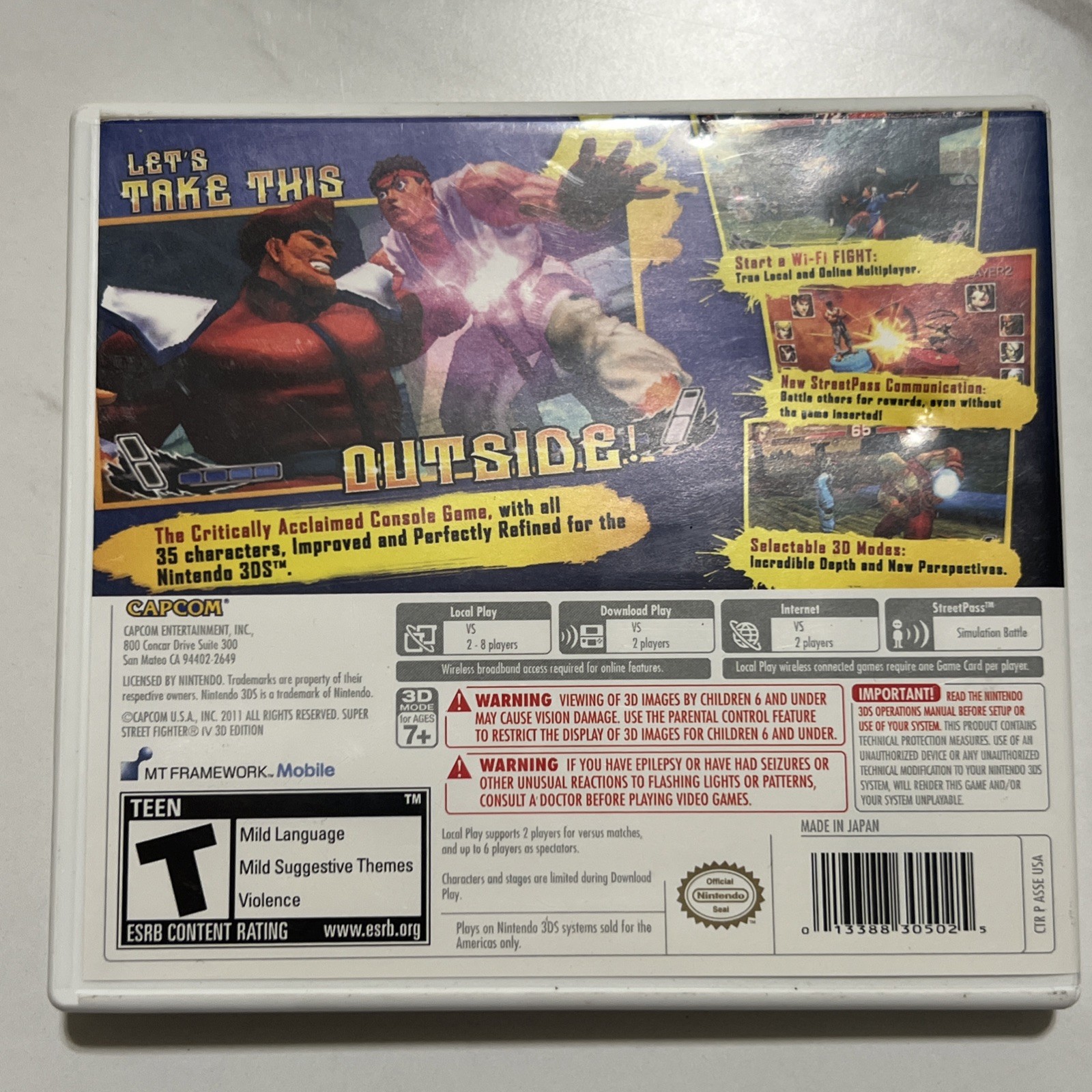 Nintendo 3DS Super Street Fighter 4 IV 3D Edition (CIB & Tested)