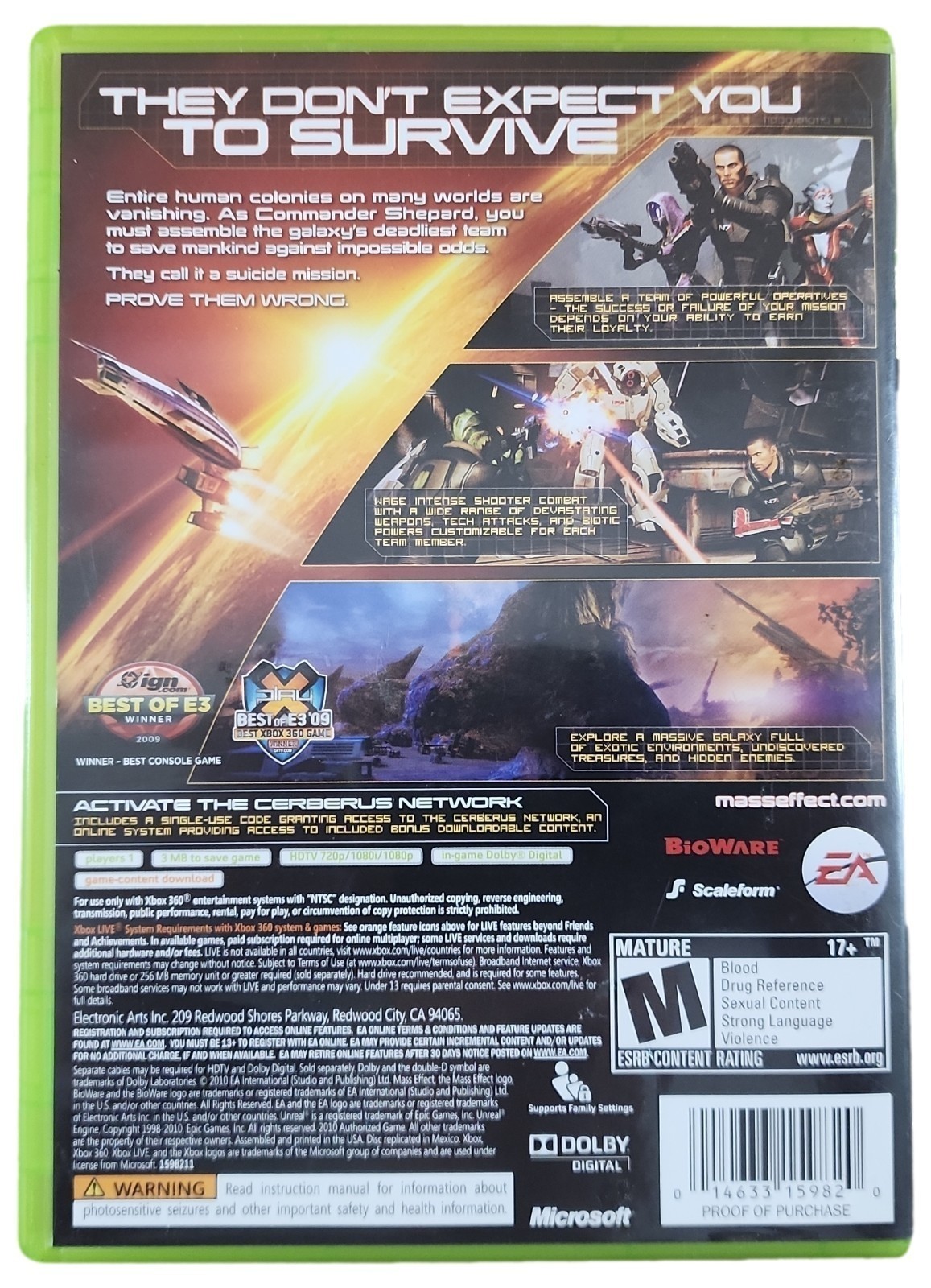 EA Mass Effect 2 (Xbox 360, 2010) Adventure Action Role Playing Video Game Set