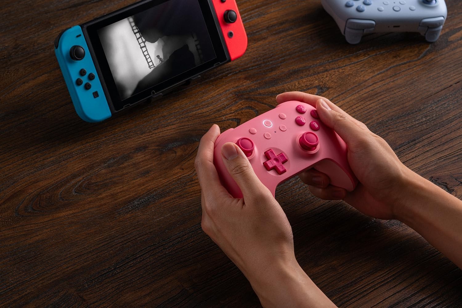 Battery-Powered Pink Game Controller with Custom Mapping for Nintendo Switch 2