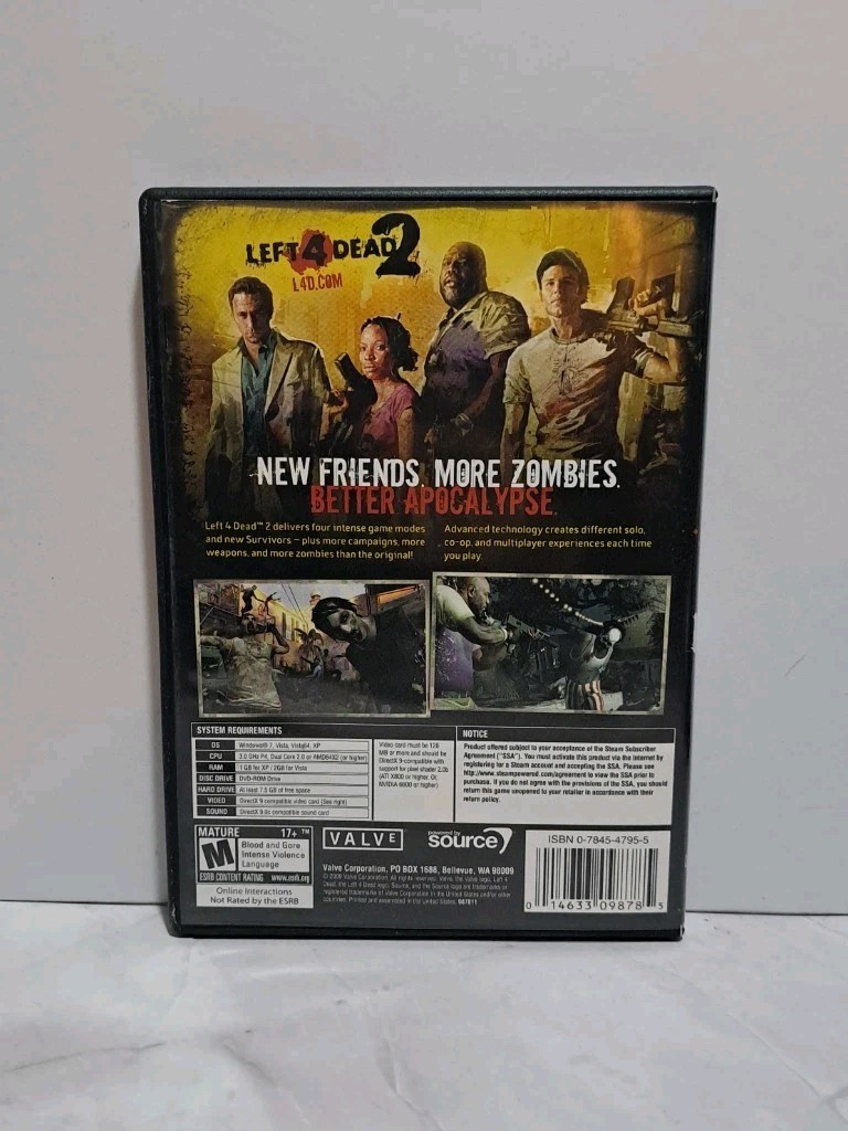 Left 4 Dead 2 PC DVD-ROM 2009 Standard Edition Valve Software Multiplayer Co-op
