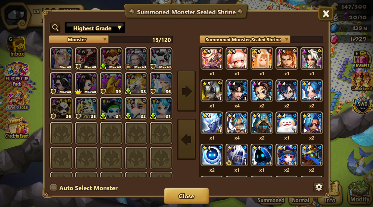 Summoners War Global Giana, Akroma, Lars, Hilda (4 LD 5s), +175 vio