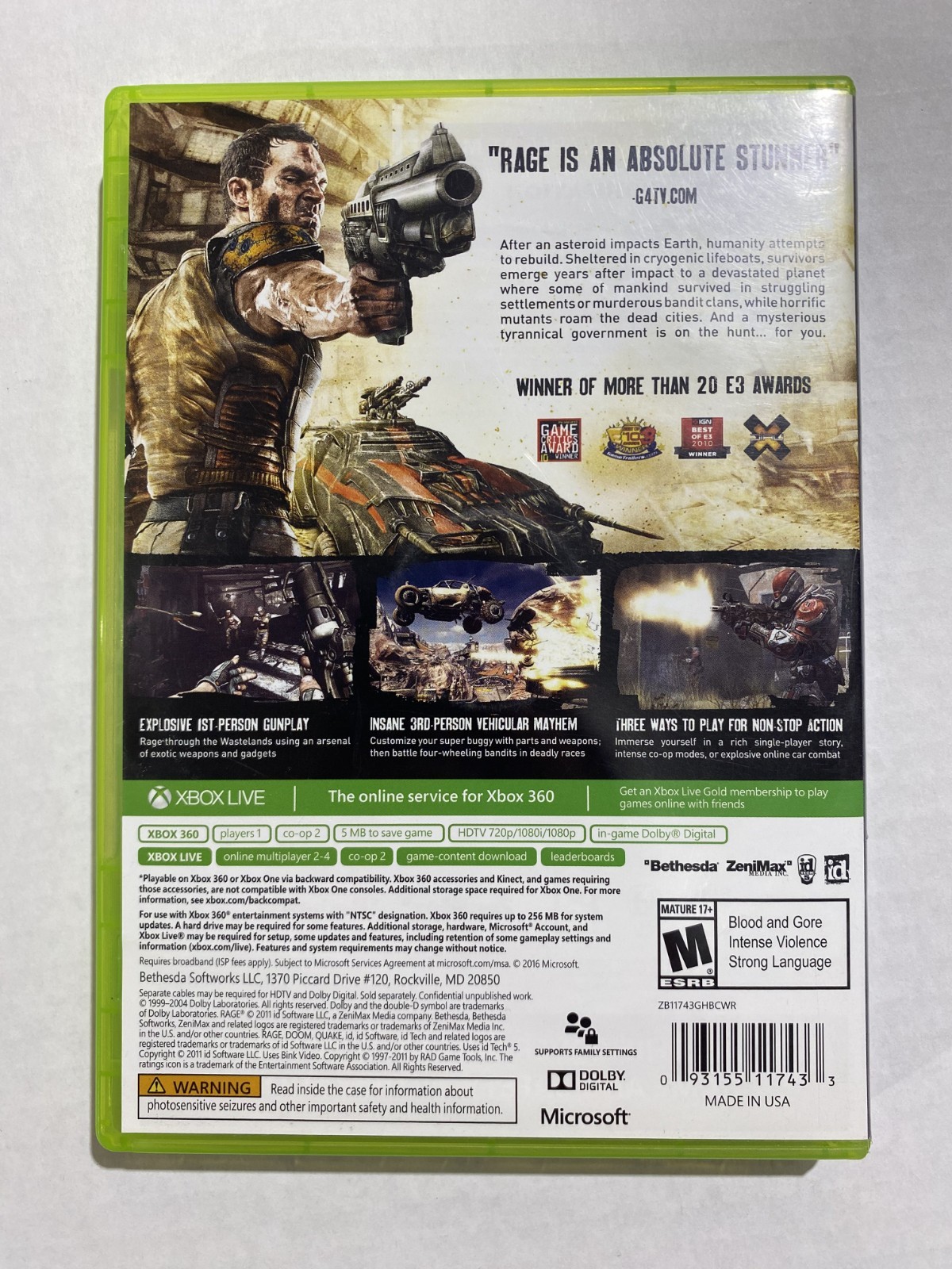 RAGE Greatest Hits (Xbox One & Xbox 360) Complete w/ All Discs Tested Free Ship