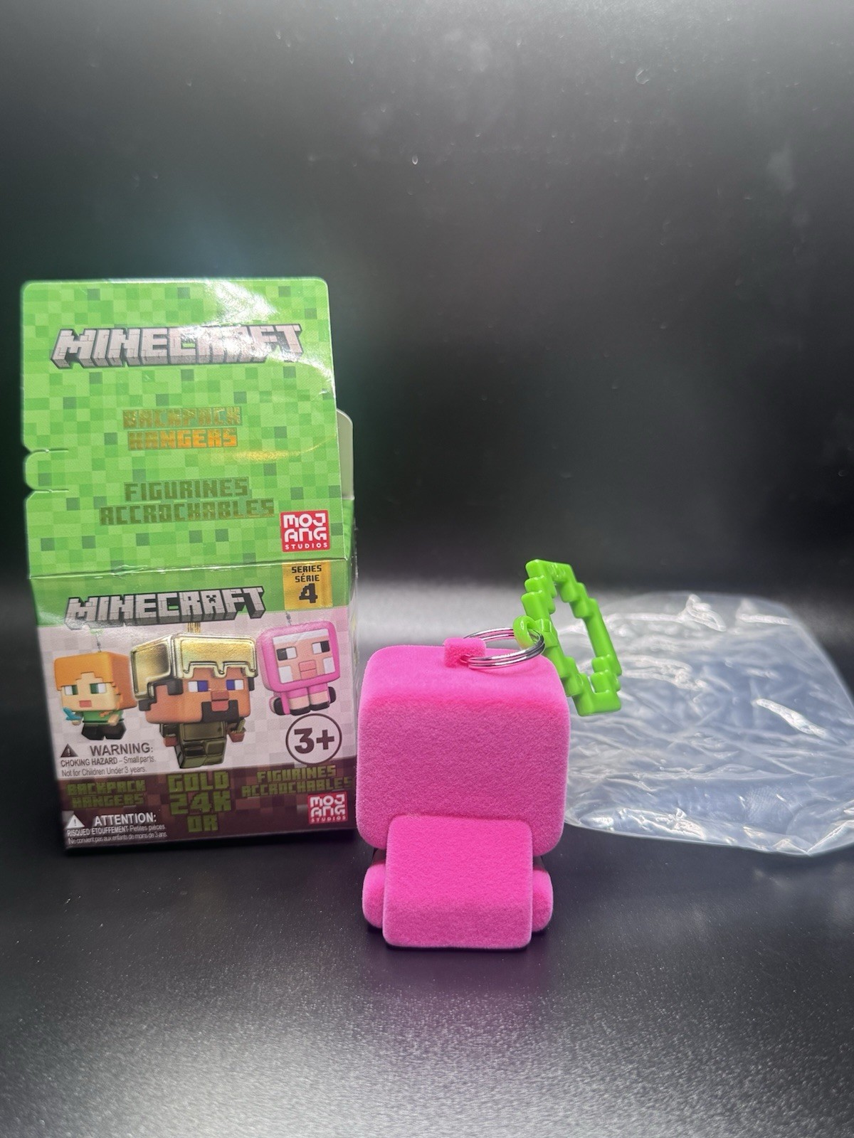 Minecraft FLOCKED PINK SHEEP Chase Backpack Hangers Series 4 Mojang RARE