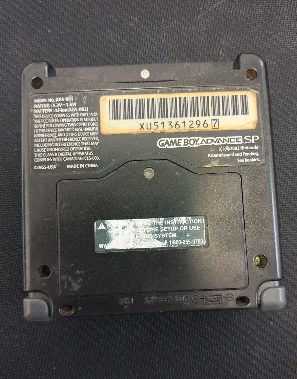 Nintendo Gameboy Advance SP Handheld System Black AGS-001 (Charger Included)