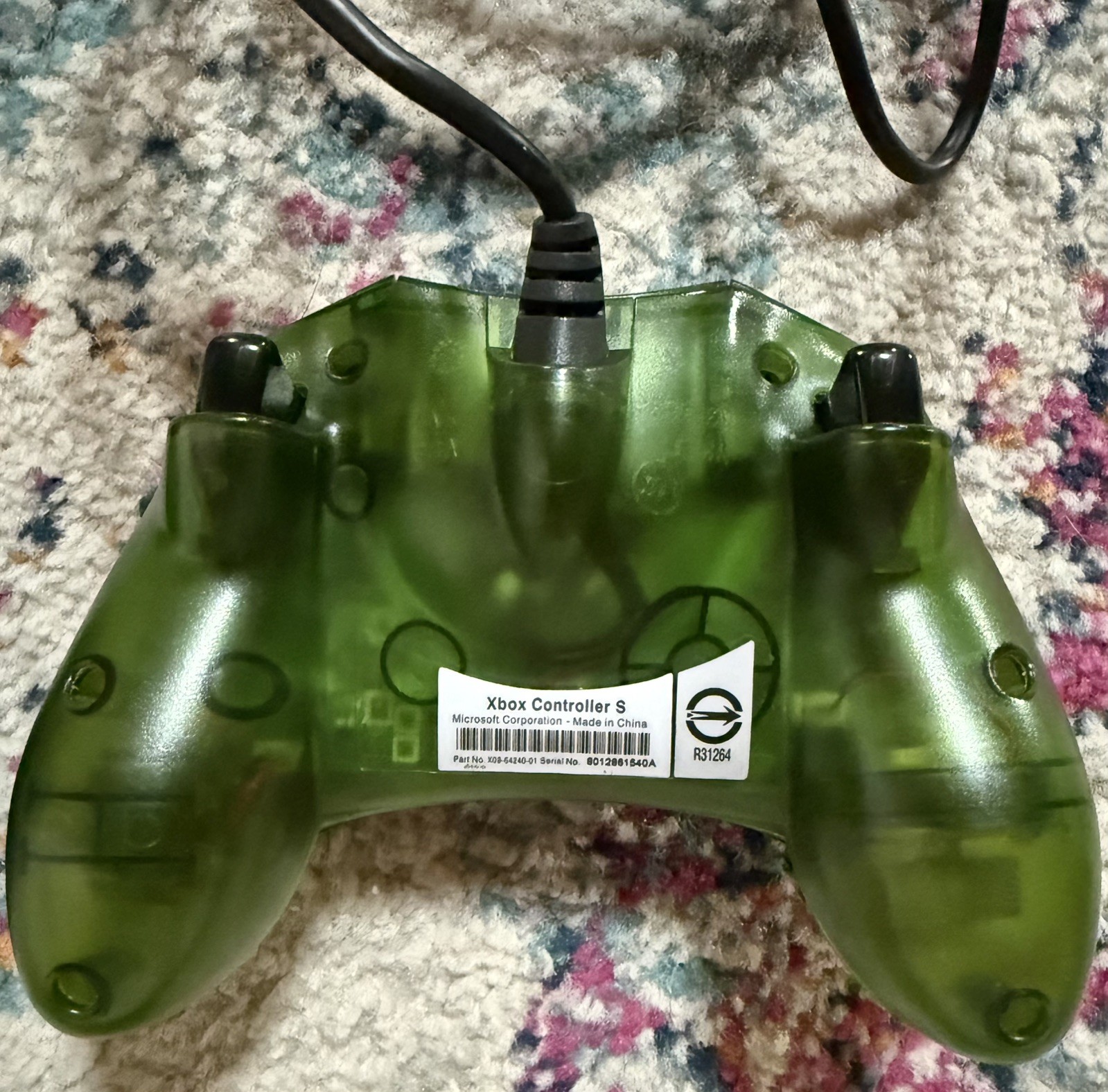 2 Original Xbox OEM S Type Wired Controllers Translucent Blue & Green- Tested