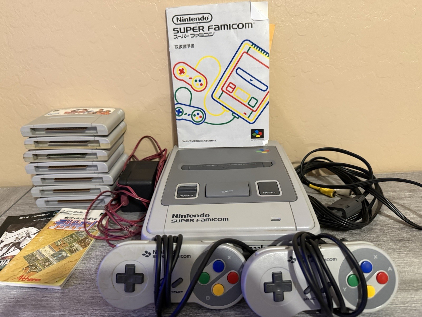 Nintendo Super Famicom Console System SHVC-001 with 7 Games Tested